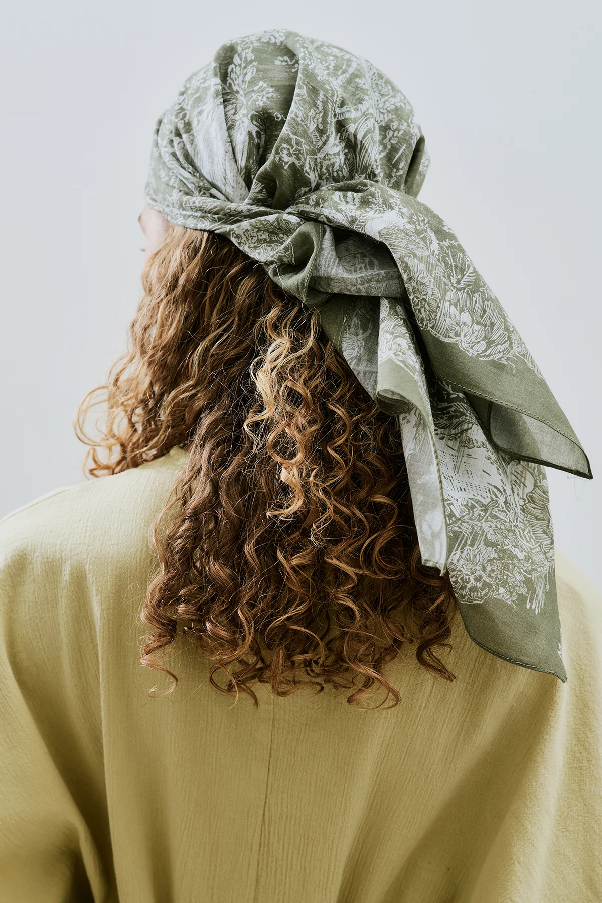 Patterned Cotton Scarf Agatha Beige - Image 2