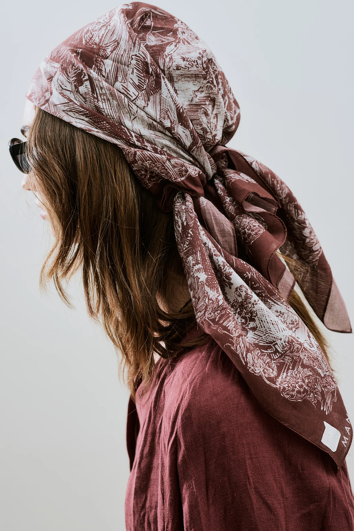 Patterned Cotton Scarf Agatha Dusty Rose - Image 4