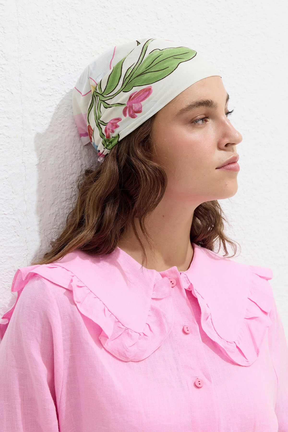 Patterned Cotton Scarf Flowers - Image 2