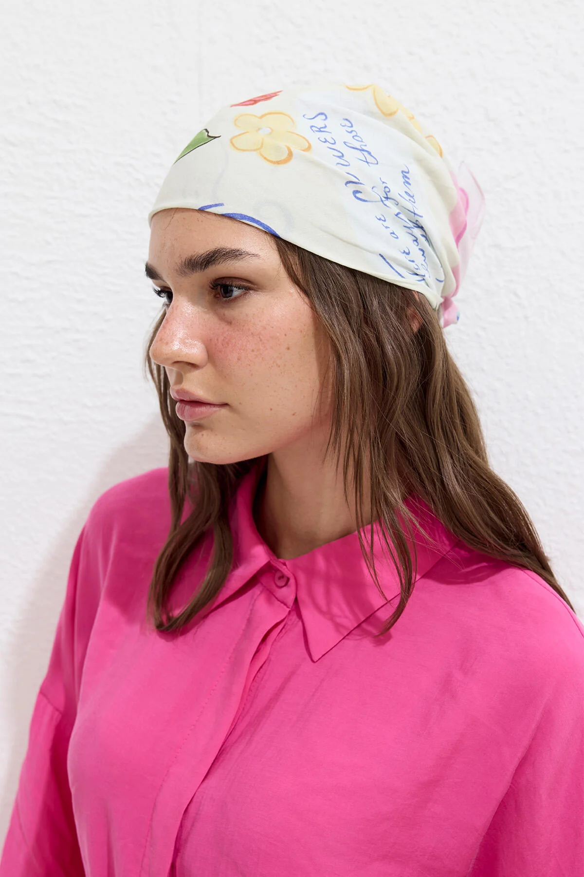 Patterned Cotton Scarf Flowers - Image 3
