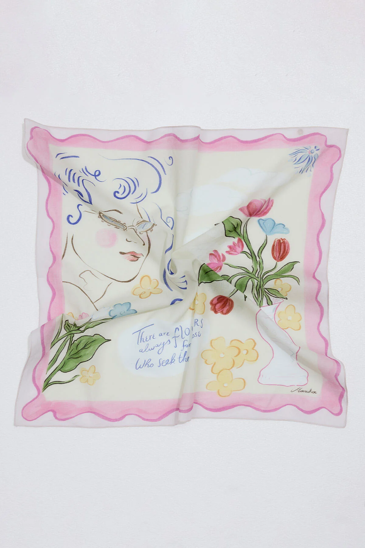 Patterned Cotton Scarf Flowers - Image 5