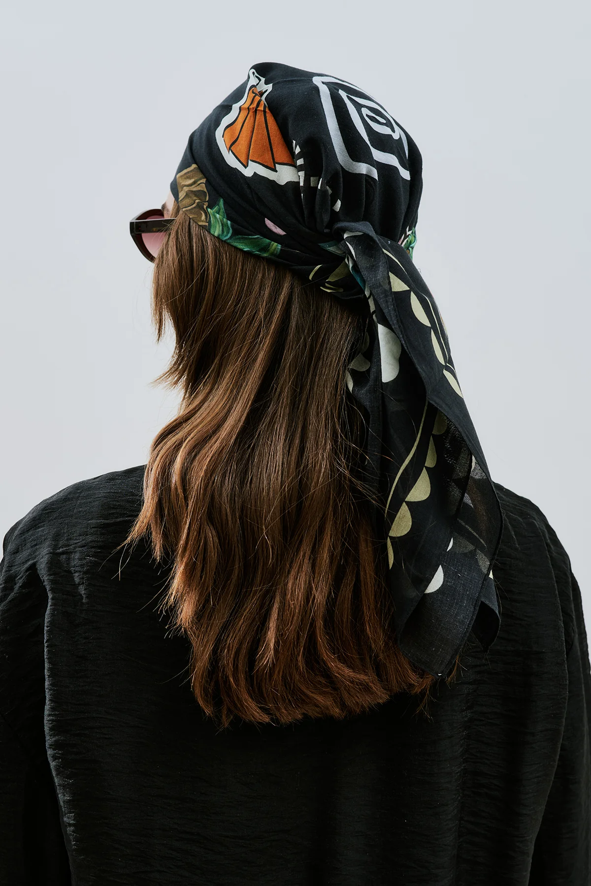 Patterned Cotton Scarf Liberty Black - Image 6