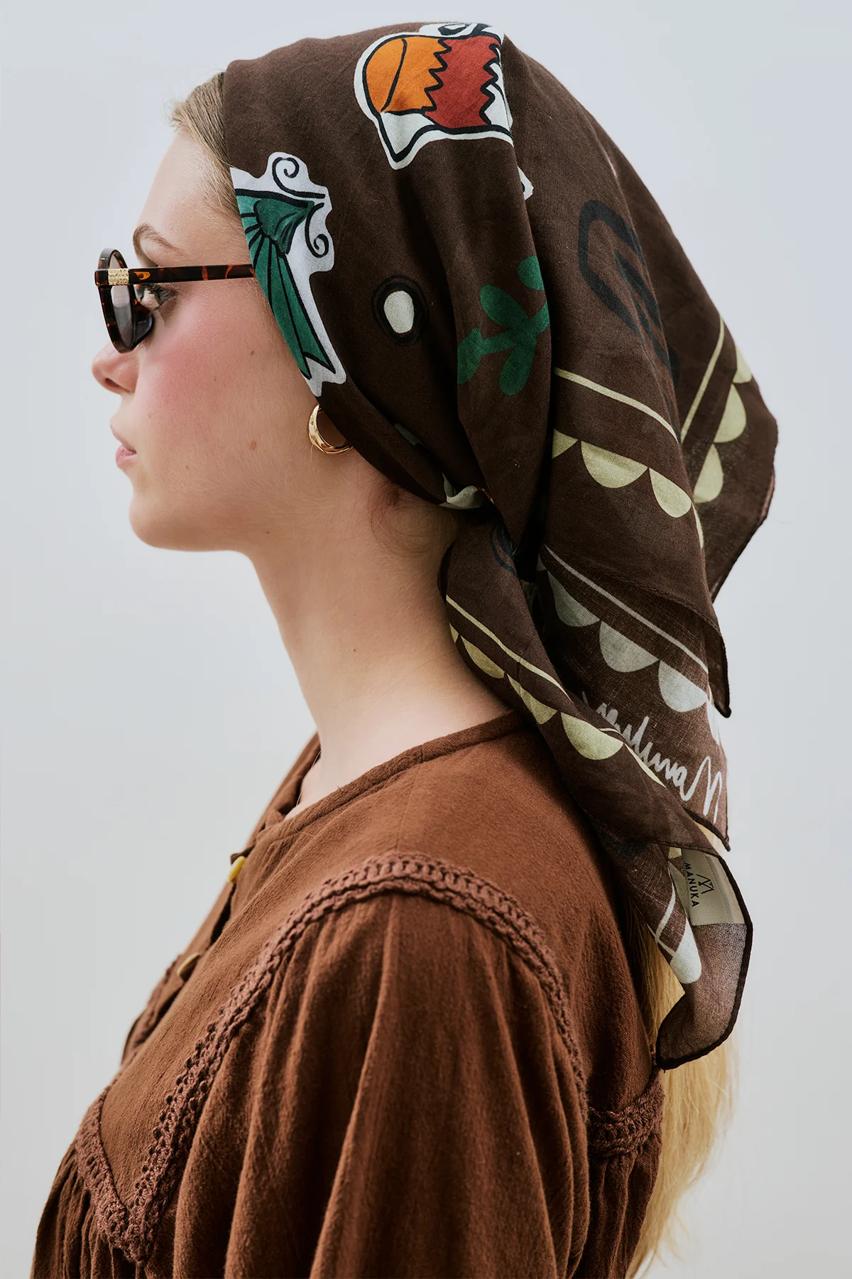Patterned Cotton Scarf Liberty Brown - Image 7