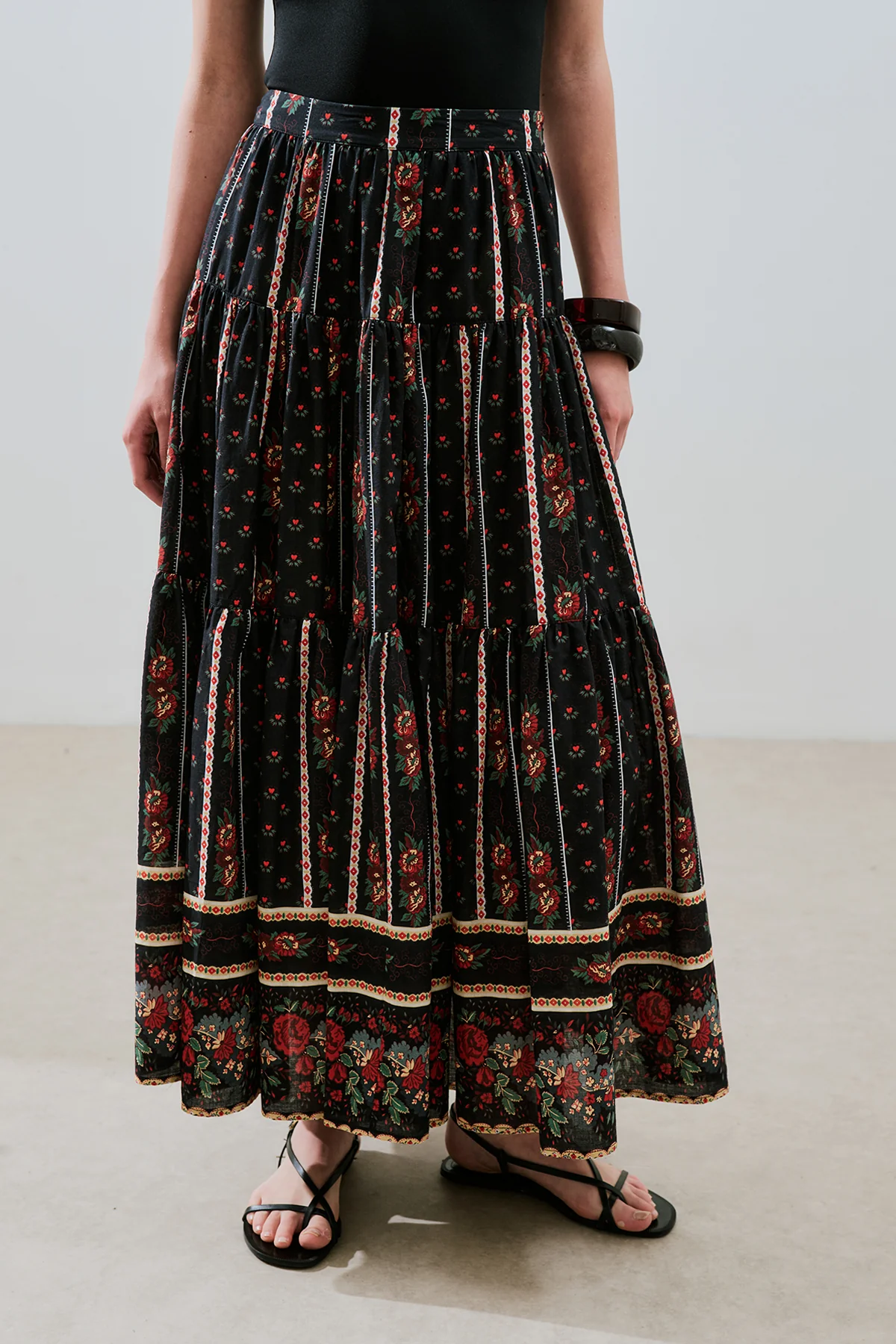 Patterned Cotton Tiered Skirt Alma - Image 5