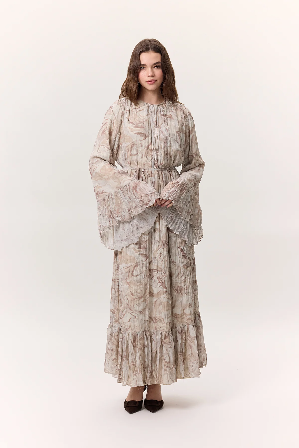 Patterned Crushed Tiered Dress Sophia Salmon - Image 2