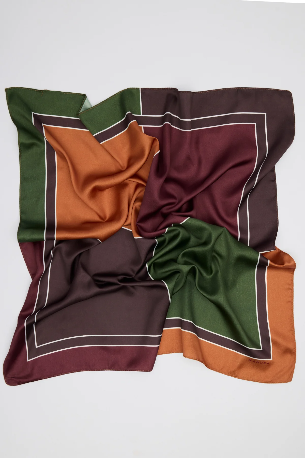 Patterned Mid Size Satin Scarf Nera Burgundy - Image 3