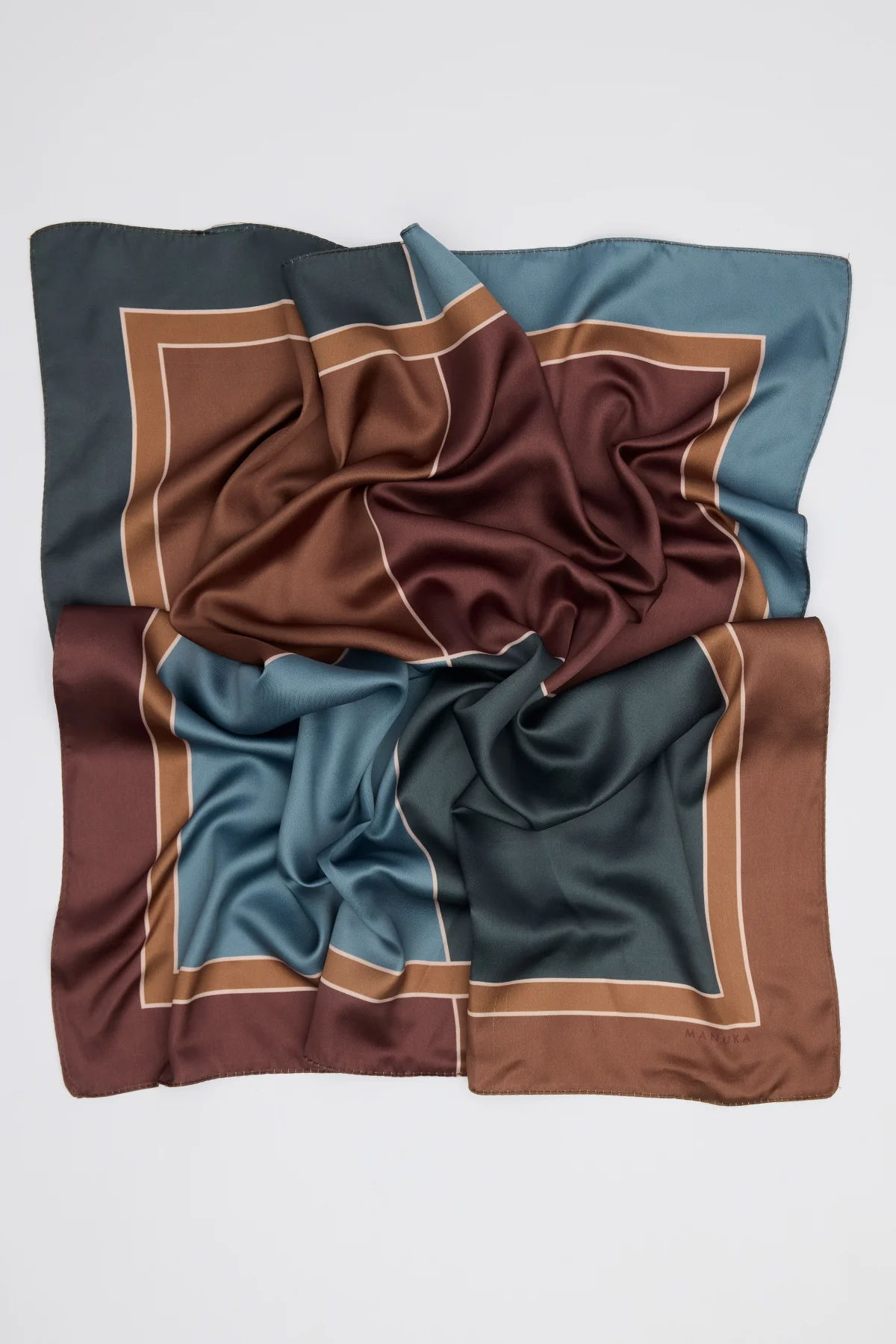 Patterned Mid Size Satin Scarf Nera Indigo - Image 4