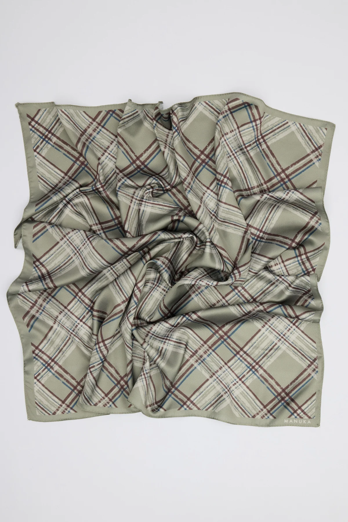 Patterned Mid-Size Satin Scarf Novel Green - Image 3