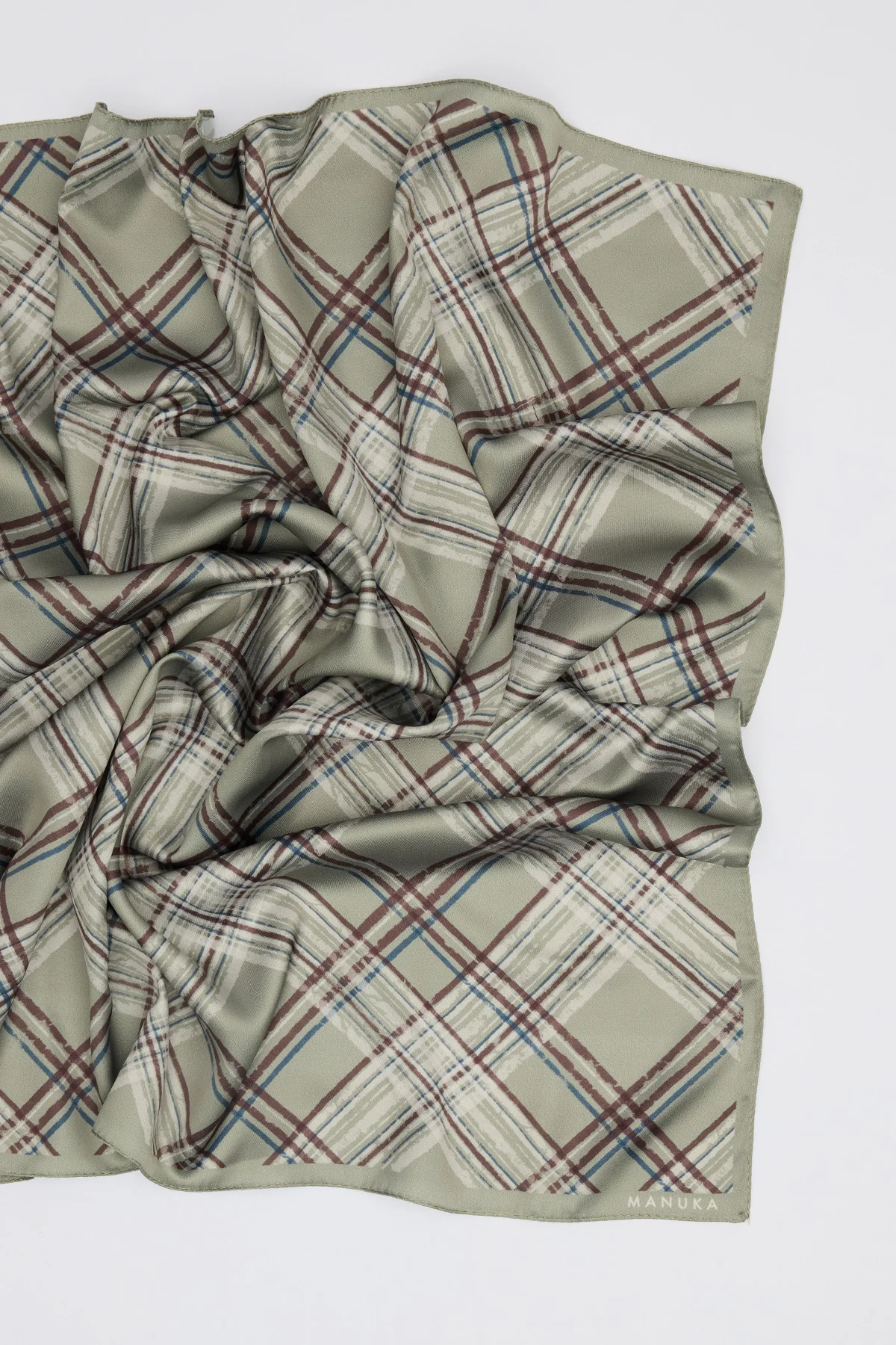 Patterned Mid-Size Satin Scarf Novel Green - Image 4