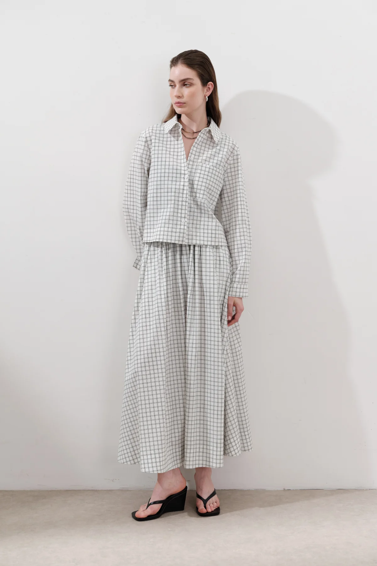 Patterned Poplin Shirt Ecru - Image 4