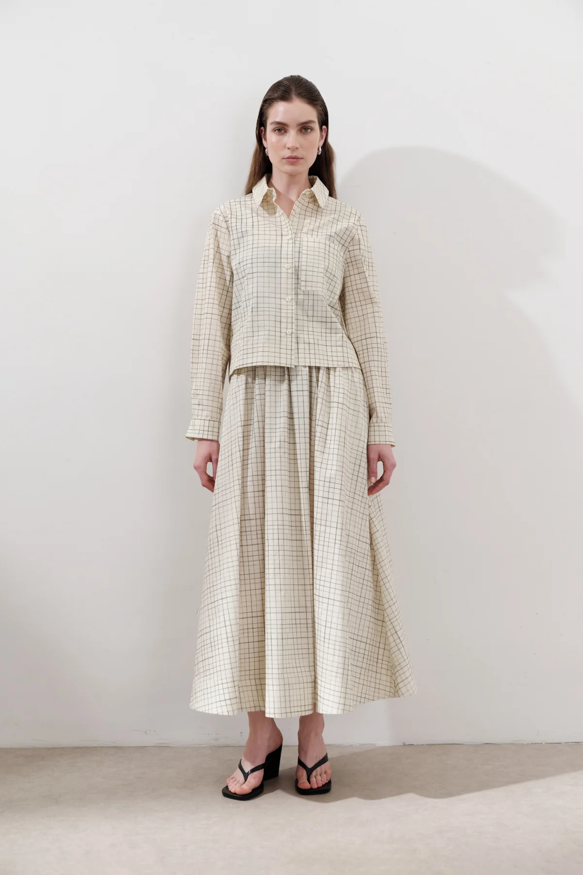 Patterned Poplin Skirt Yellow