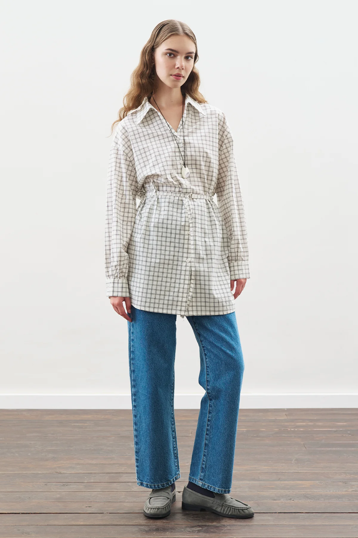 Patterned Poplin Tunic Ecru - Image 2