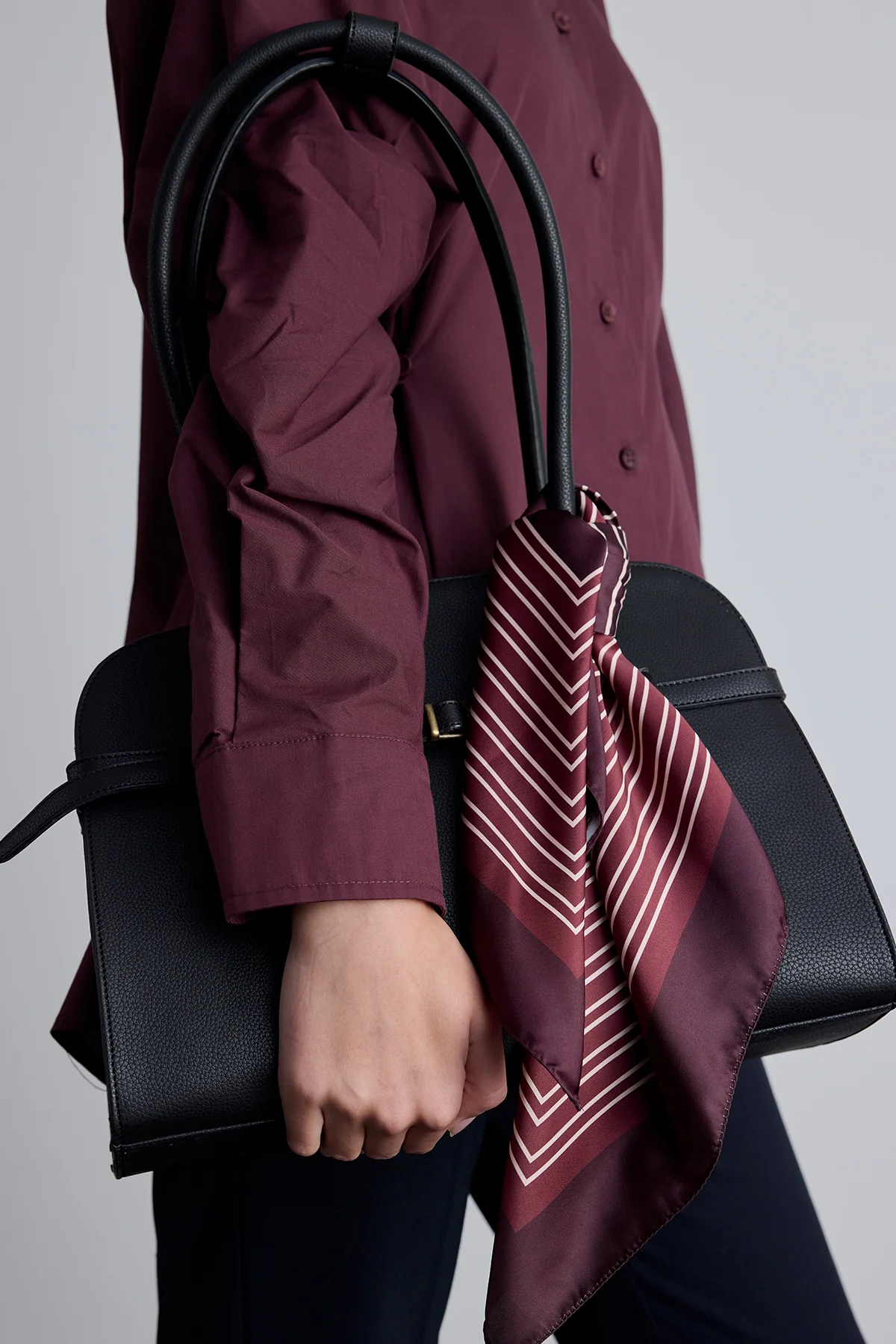 Patterned Satin Neck Scarf Classic Burgundy - Image 3