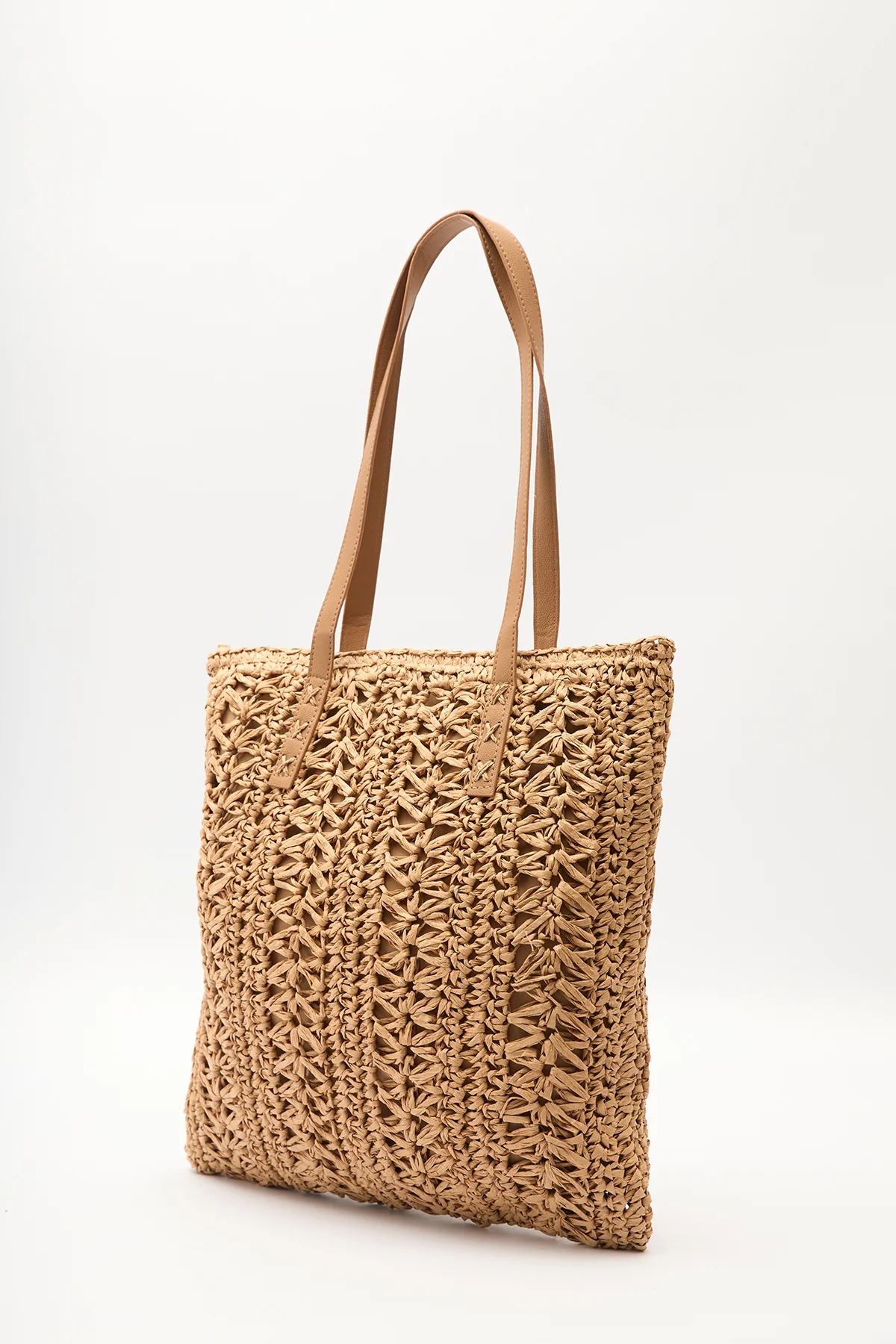 Patterned Straw Shoulder Bag Natural - Image 8