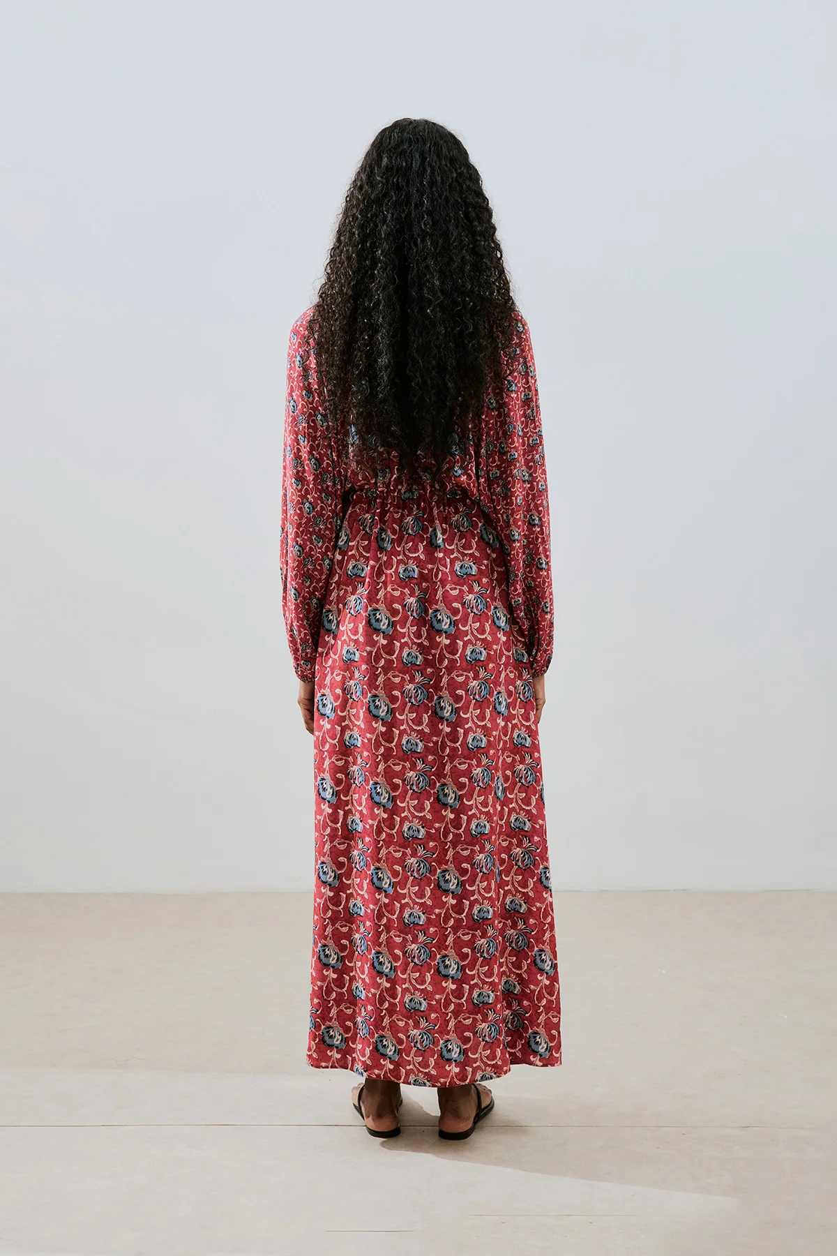 Patterned Viscose Tie Dress Poppy - Image 8