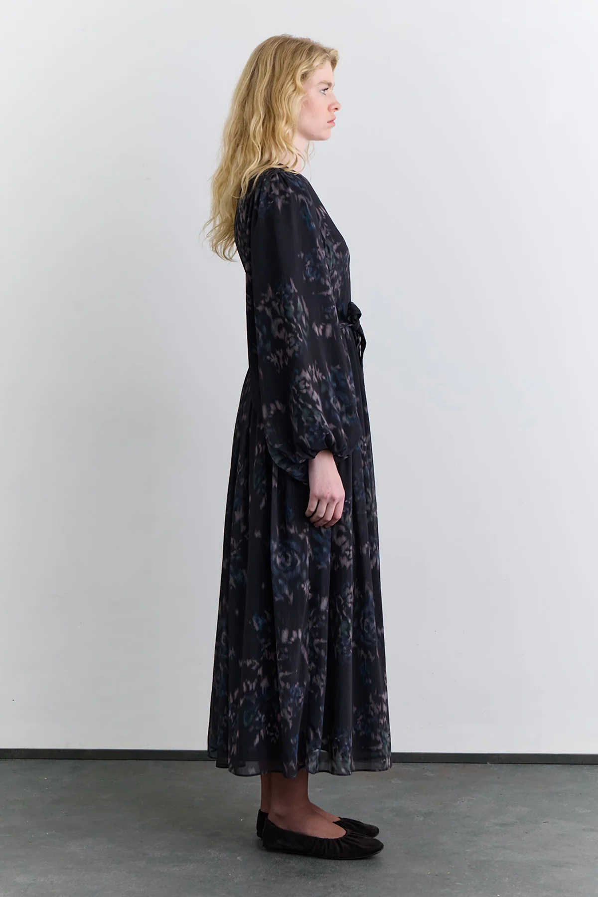 Patterned Wide Sleeve Dress Floral Brush - Image 10