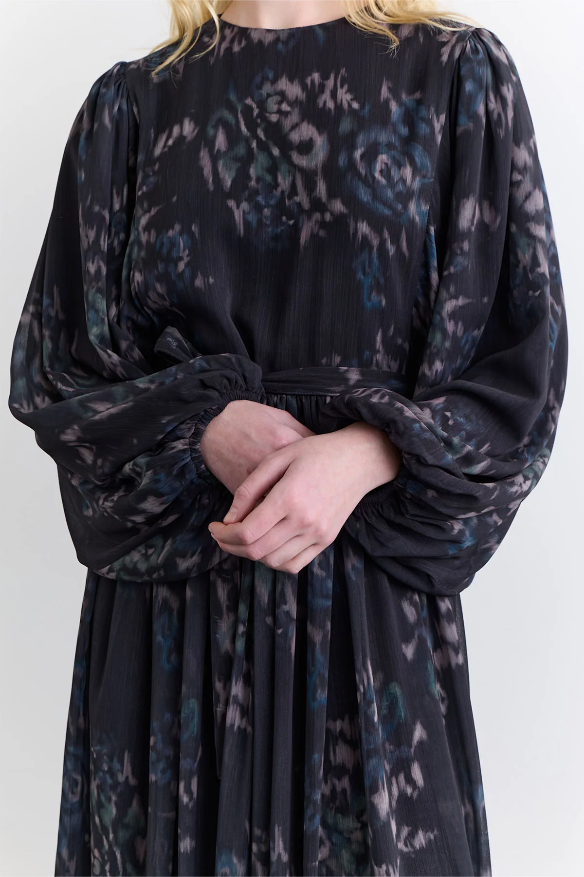 Patterned Wide Sleeve Dress Floral Brush - Image 11