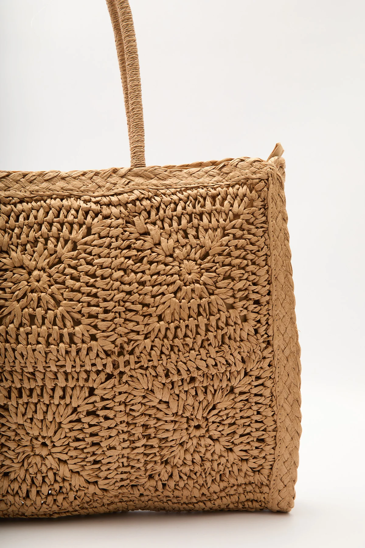 Patterned Woven Large Bag Natural - Image 5