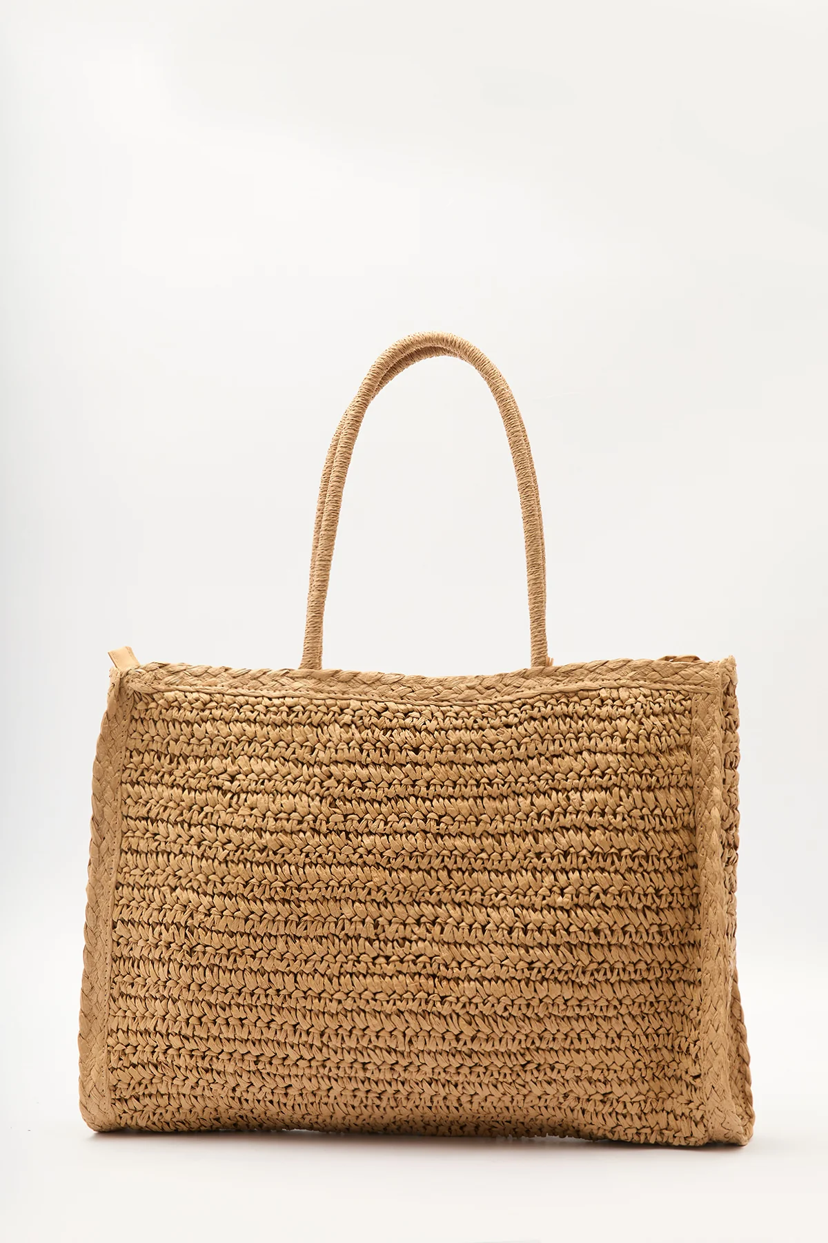Patterned Woven Large Bag Natural - Image 6