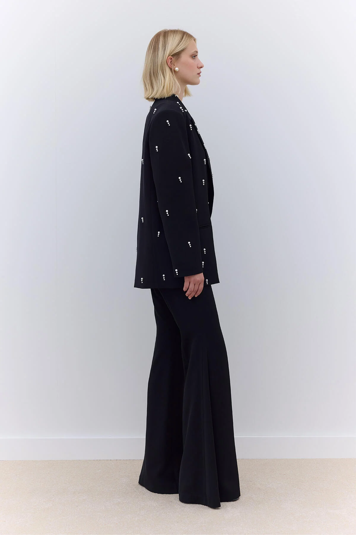 Pearl Embellished Evening Jacket Black - Image 4