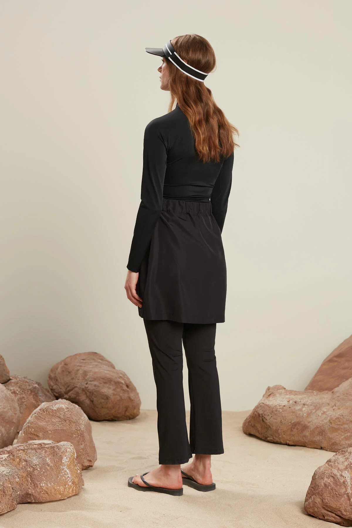 Piping Detail Modest Swim Skirt Black - Image 6
