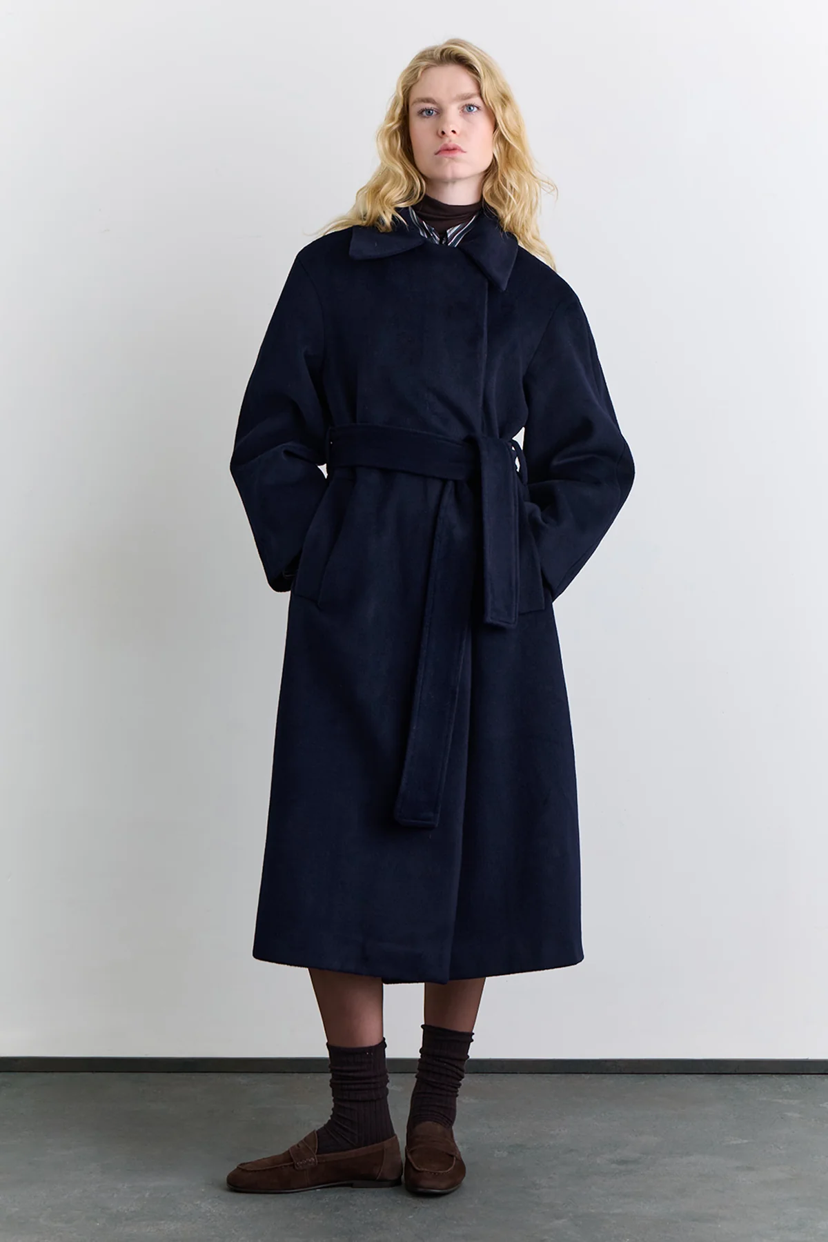 Plain Cachet Coat Navy Blue - Image 5