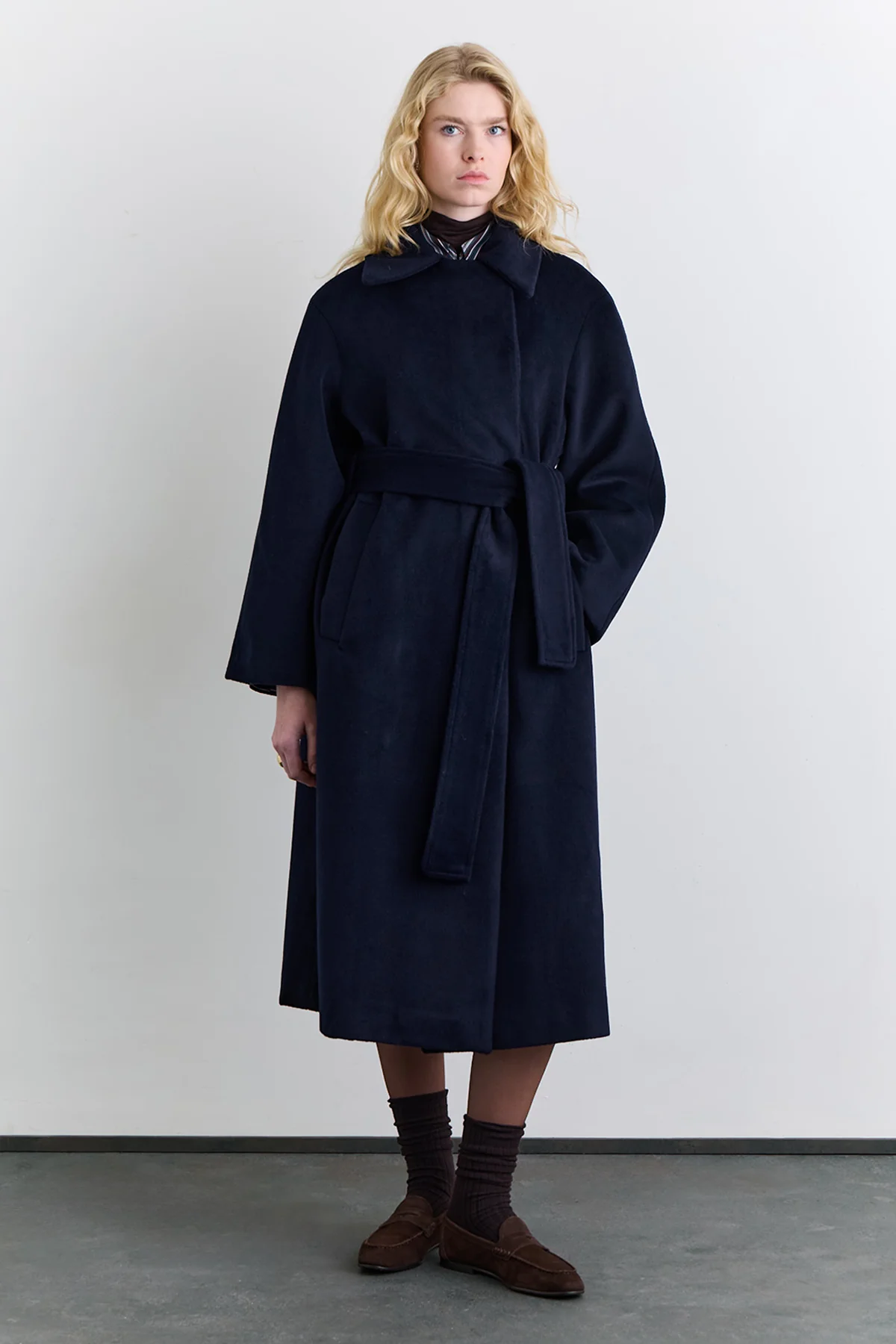 Plain Cachet Coat Navy Blue - Image 6