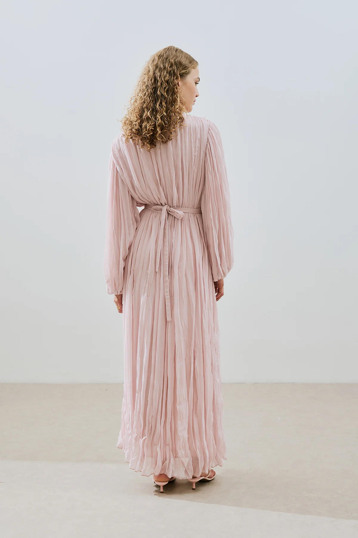 Pleated Chiffon Dress Powder - Image 6
