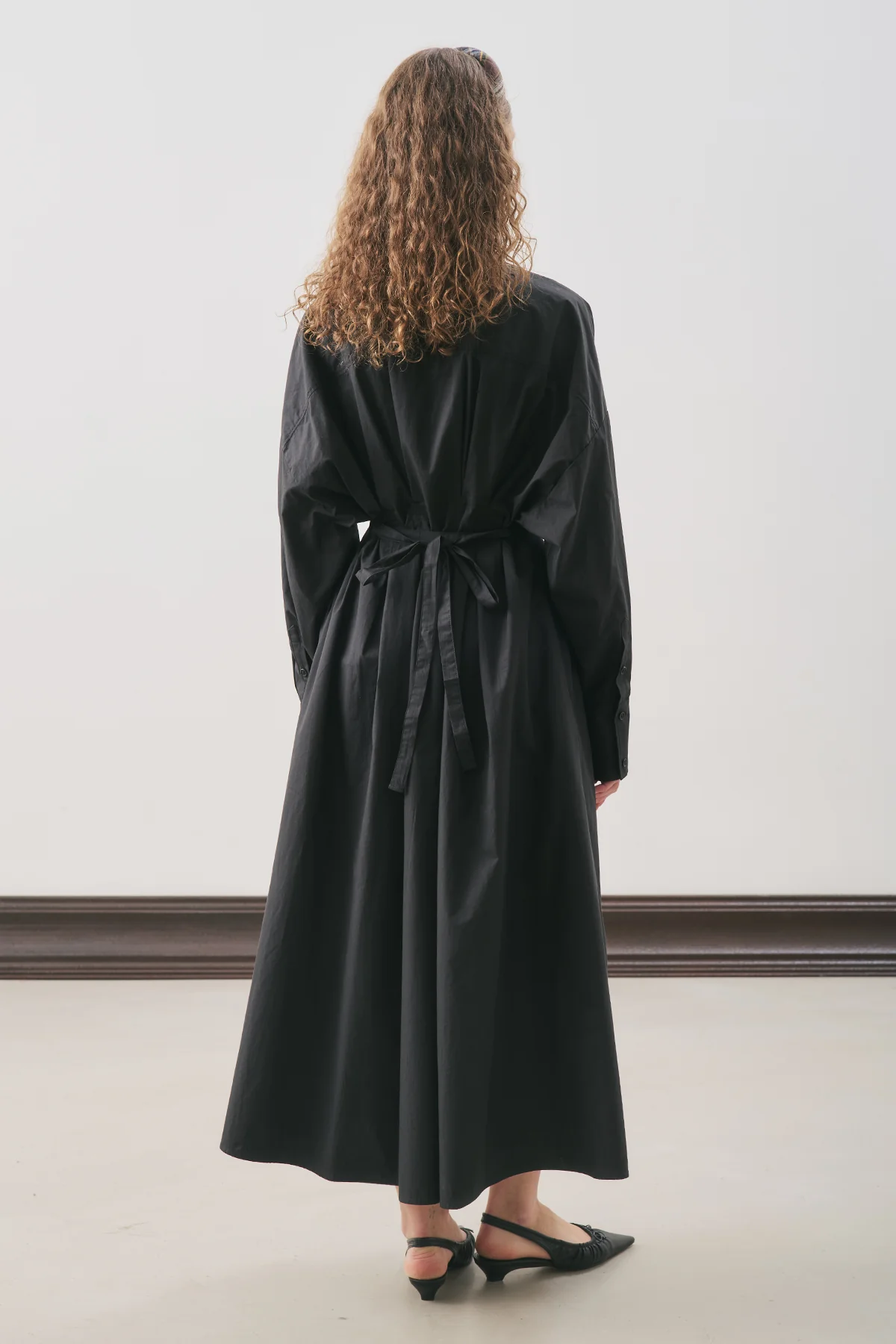 Pleated Detail Shirt Dress Black - Image 5
