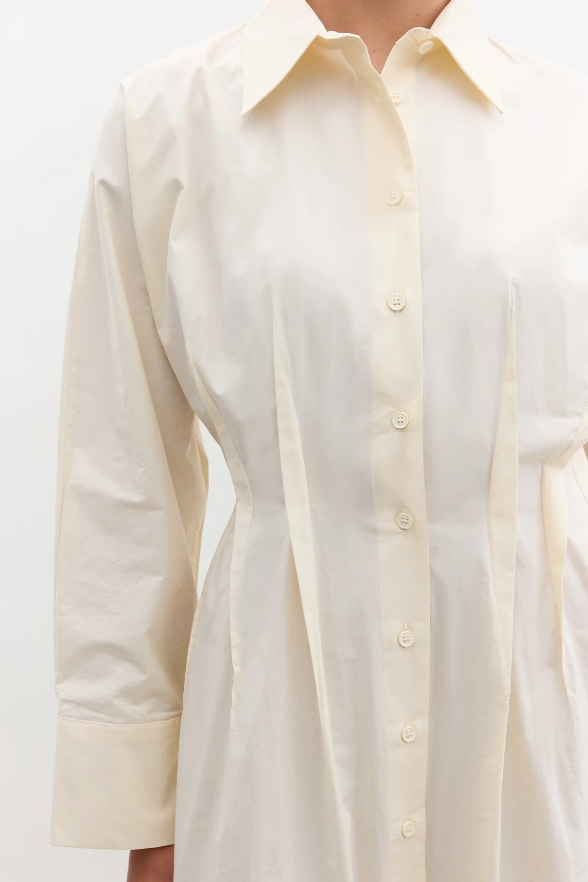 Pleated Detail Shirt Dress Soft Yellow - Image 5