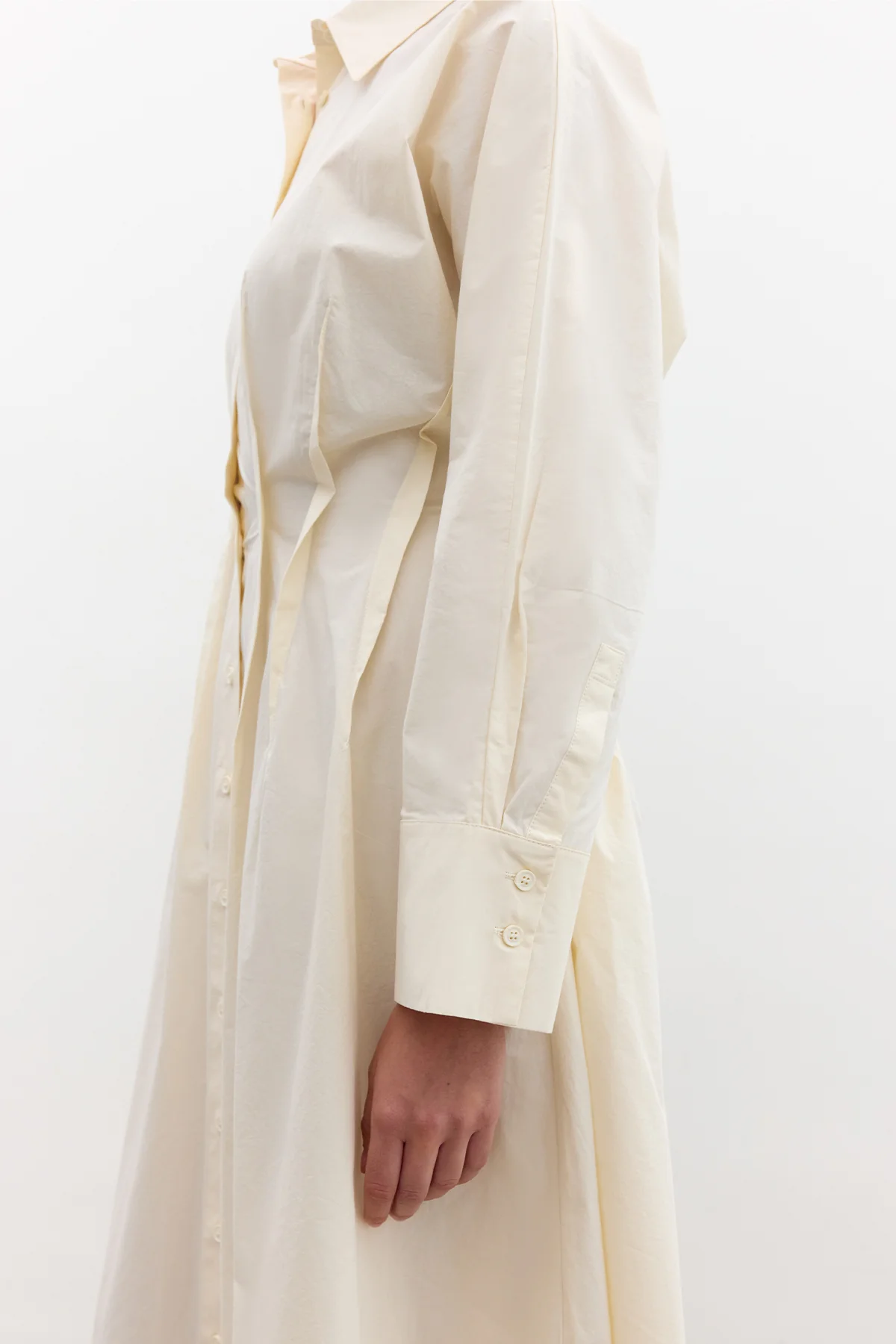 Pleated Detail Shirt Dress Soft Yellow - Image 6