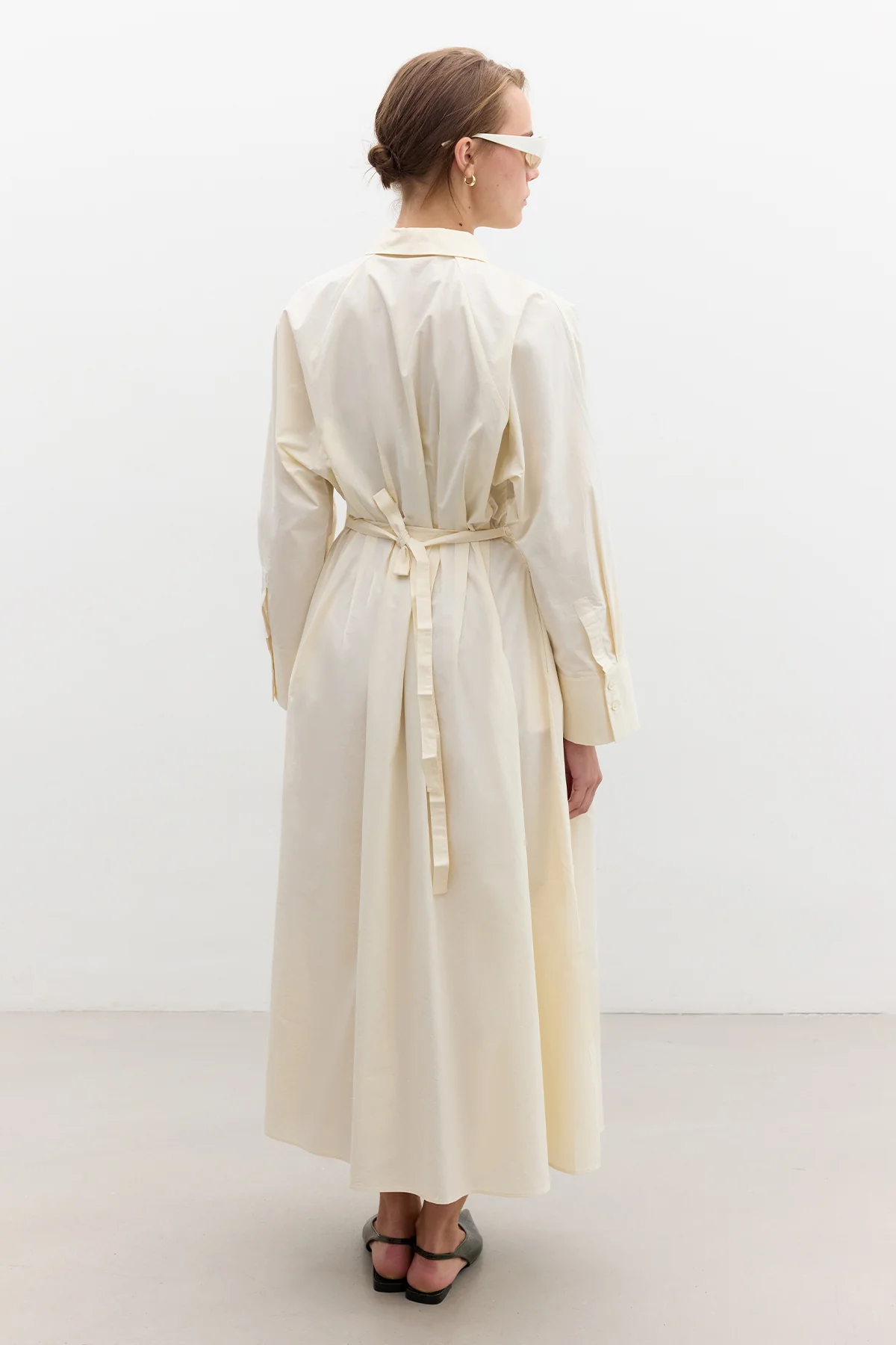 Pleated Detail Shirt Dress Soft Yellow - Image 8