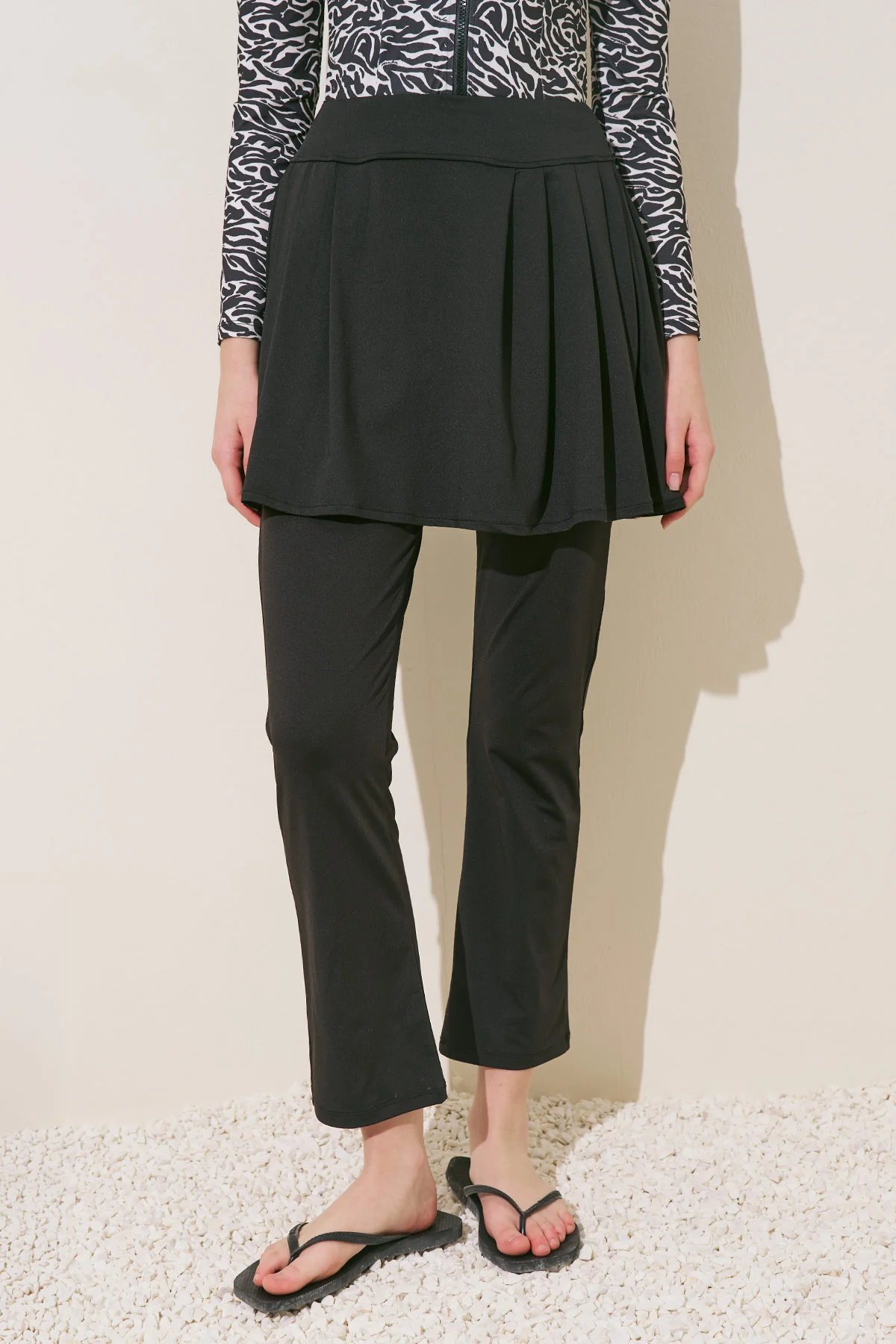 Pleated Detail Swim Skirt Black - Image 6