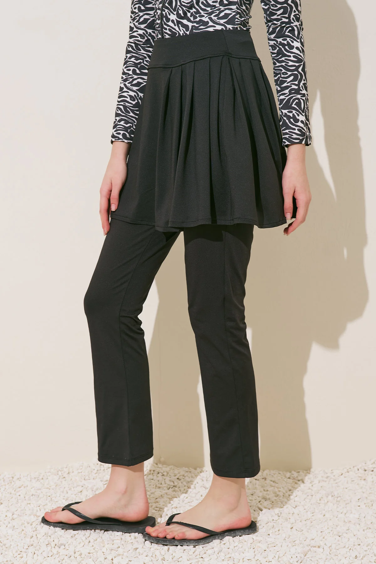 Pleated Detail Swim Skirt Black - Image 7