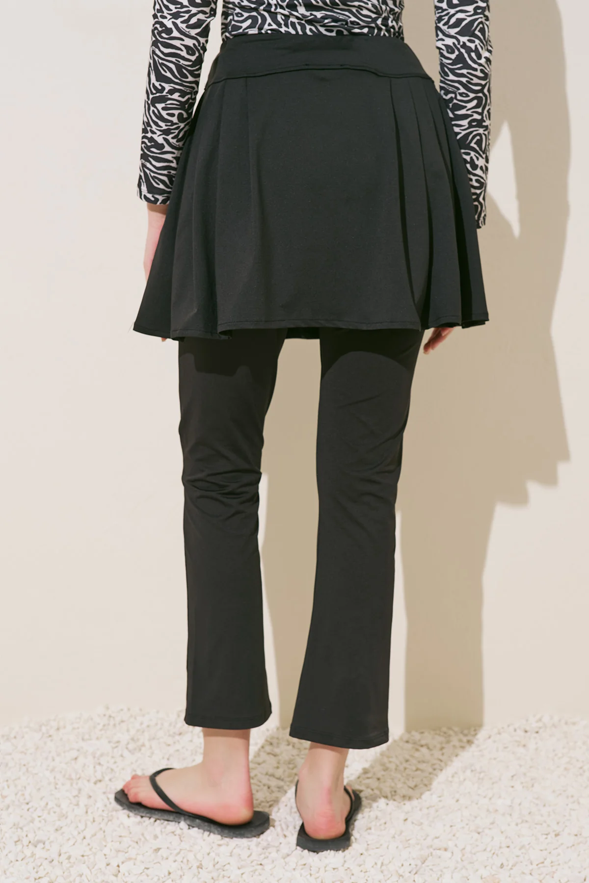 Pleated Detail Swim Skirt Black - Image 8