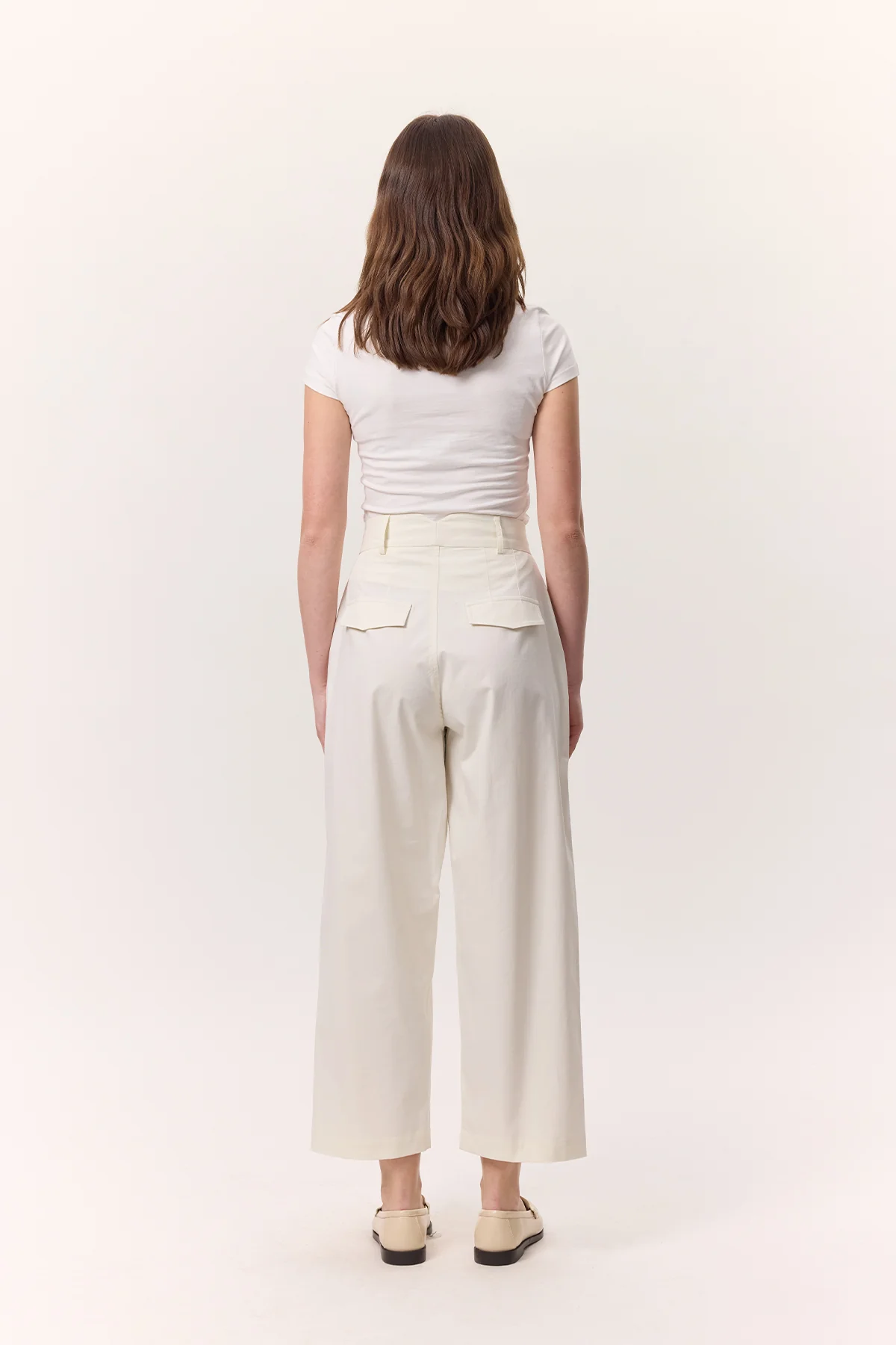 Pleated Gabardine Trousers Ecru - Image 7