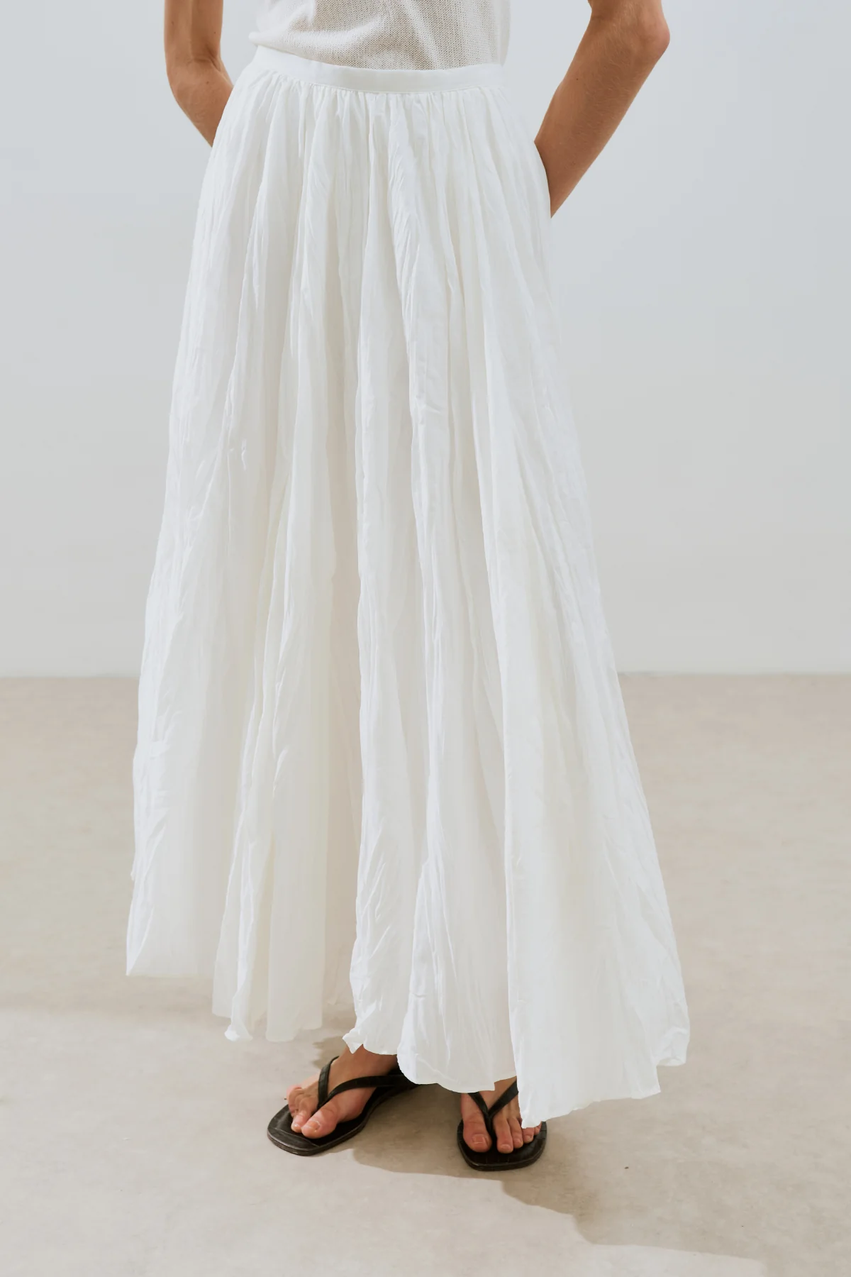 Pleated Maxi Skirt Ecru - Image 4