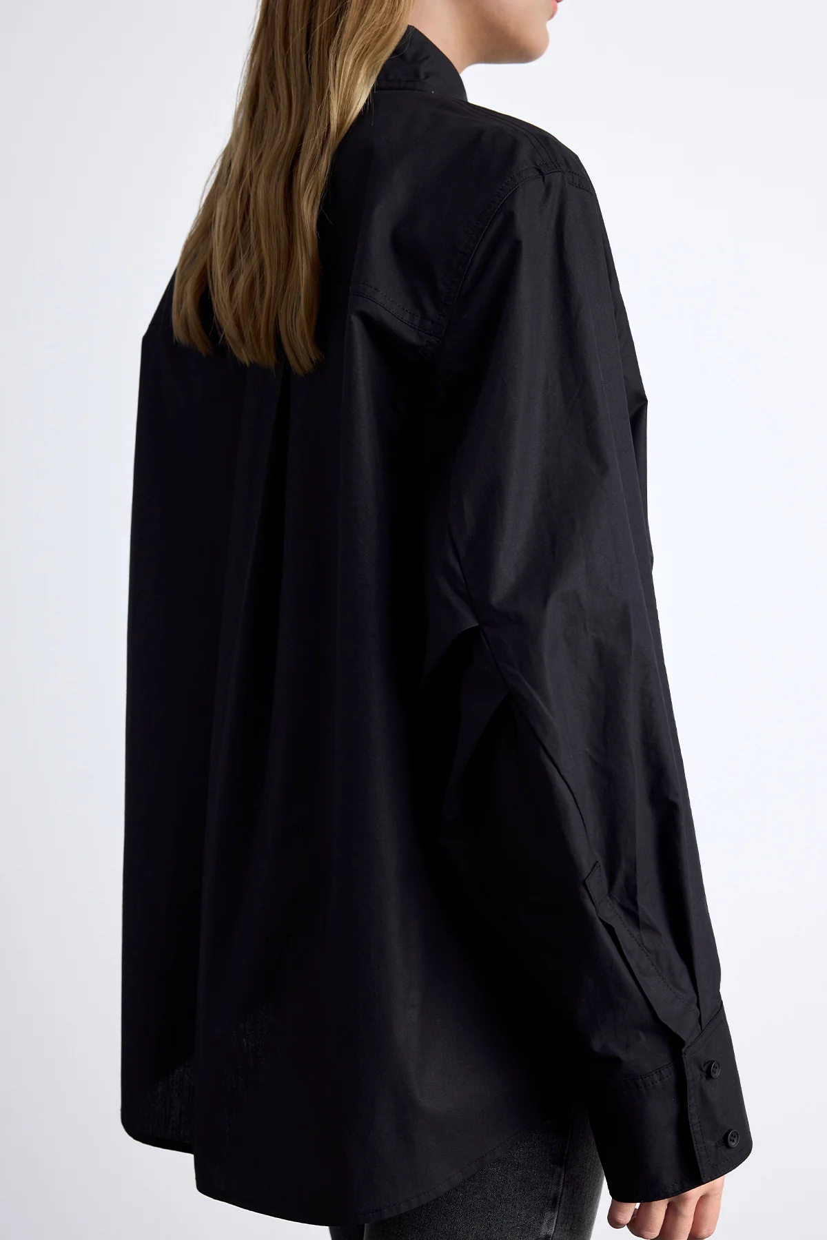 Pleated Oversized Shirt Black - Image 6