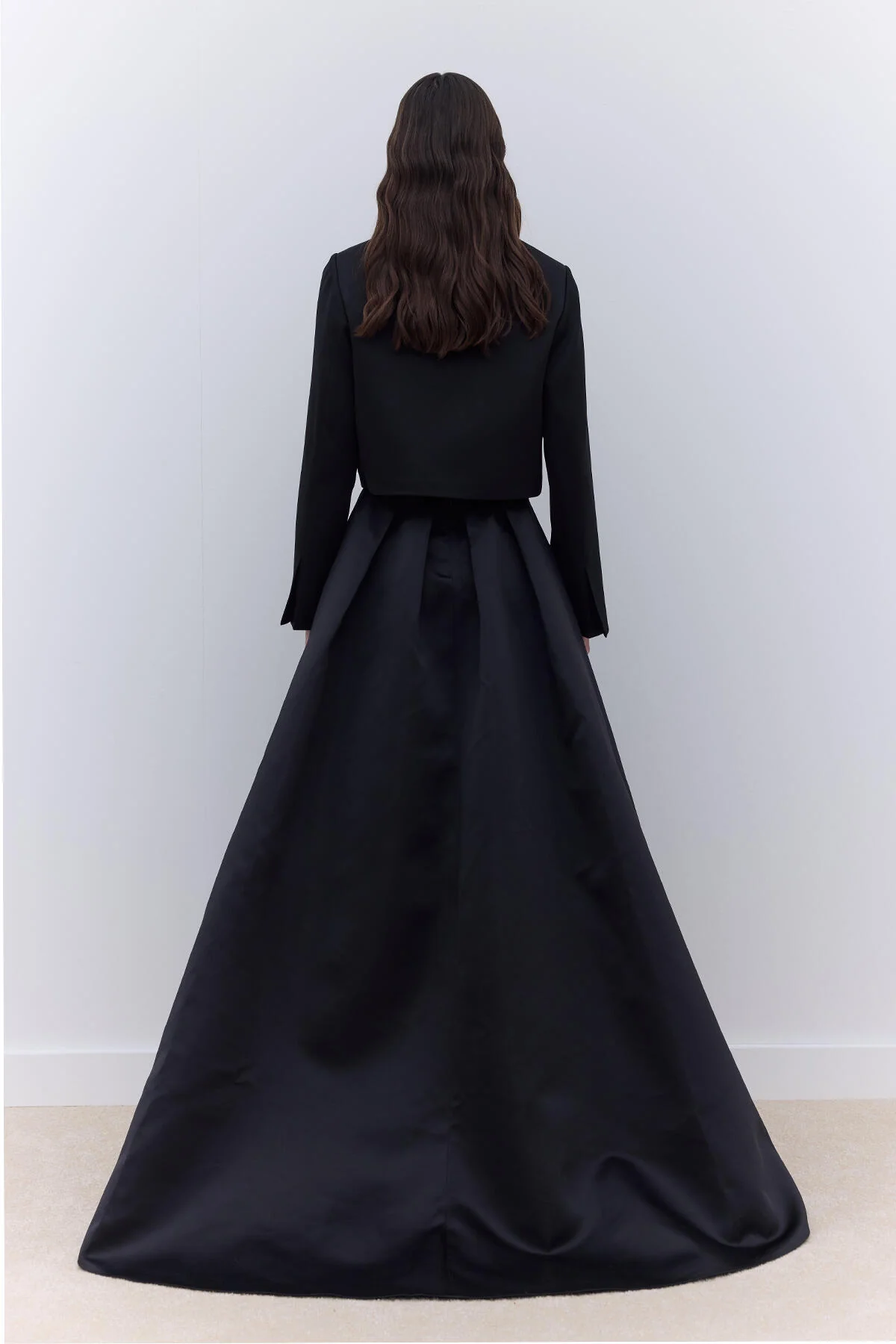 Pleated Satin Evening Skirt Black - Image 8