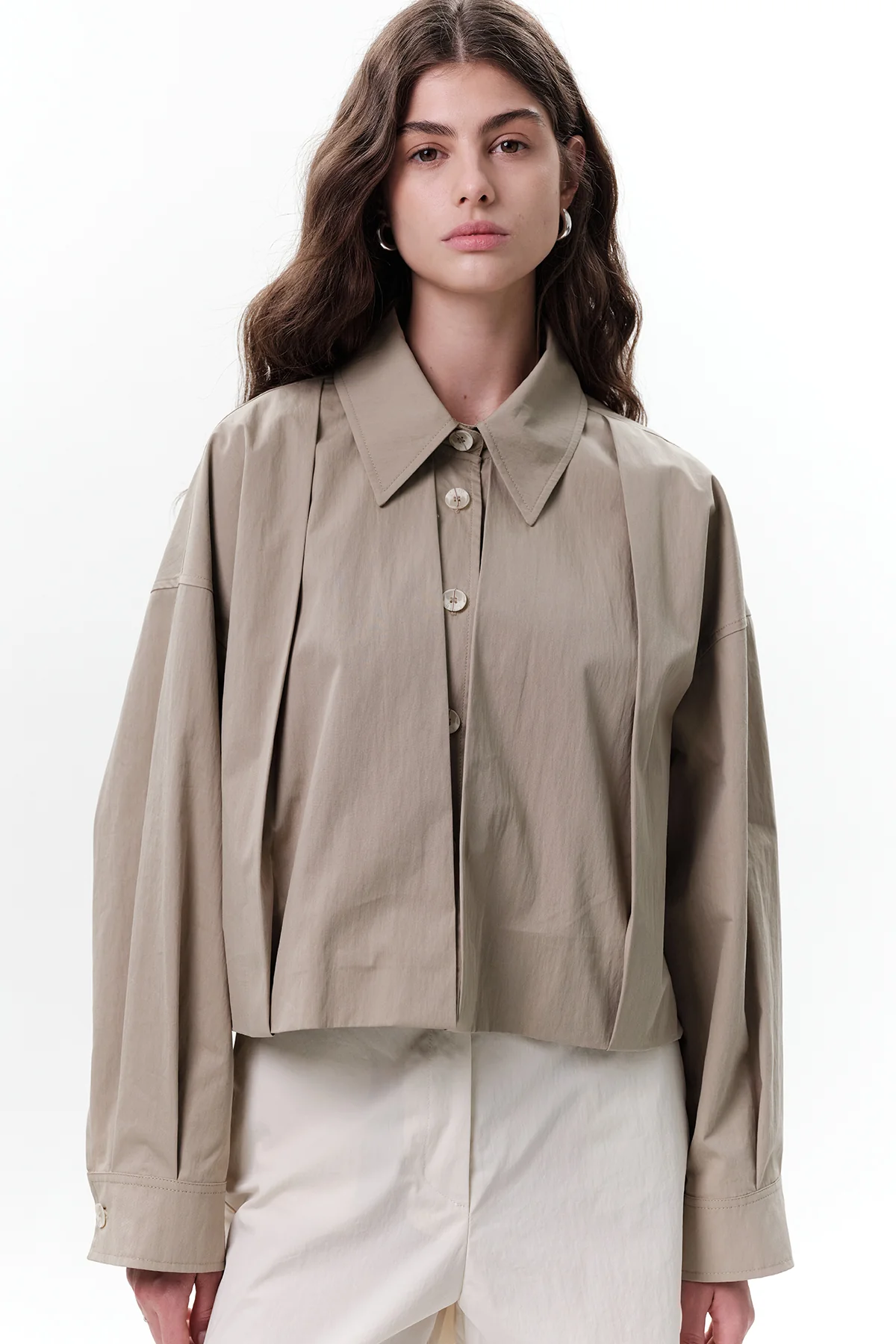 Pleated Short Jacket Green - Image 3
