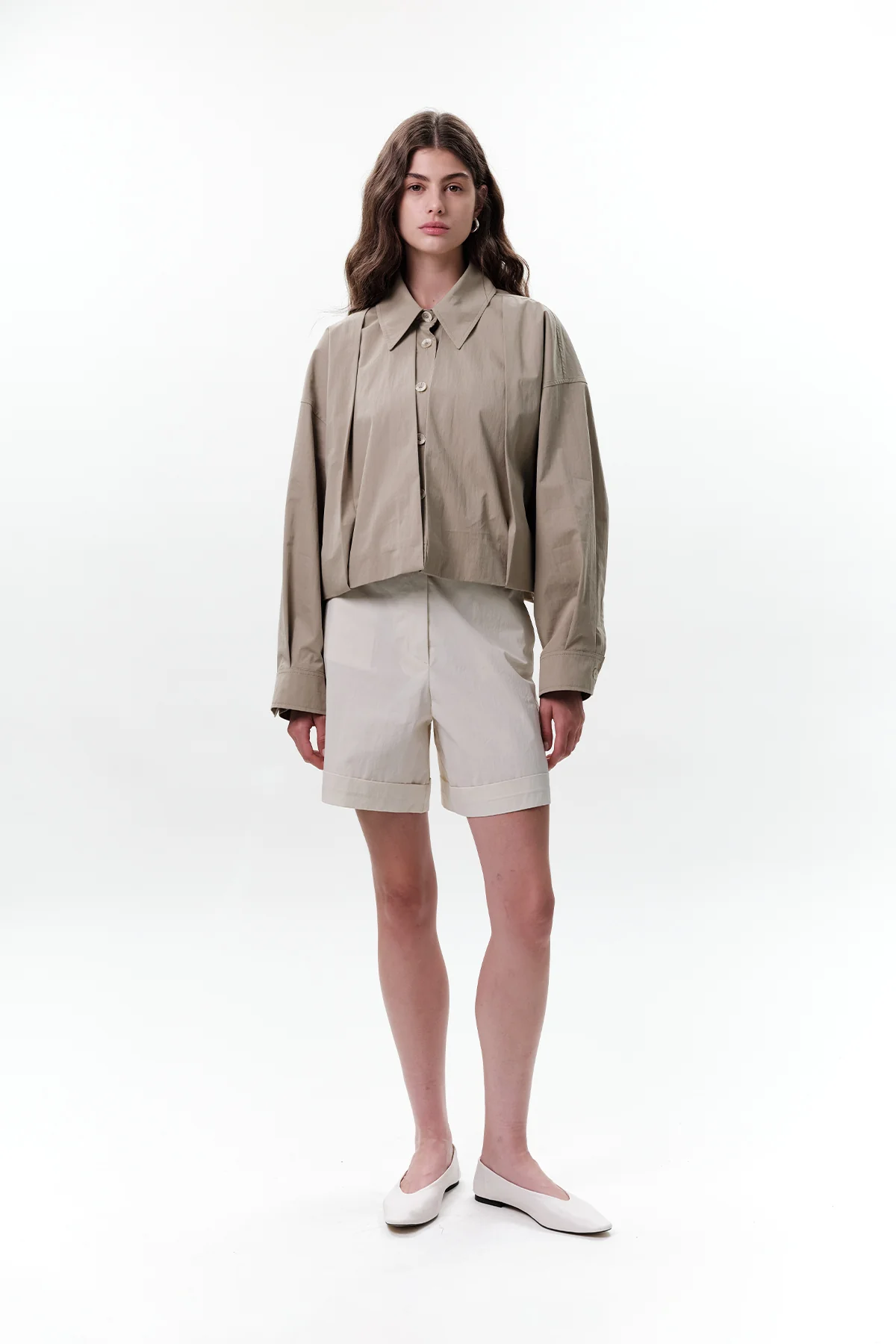 Pleated Short Jacket Green - Image 4