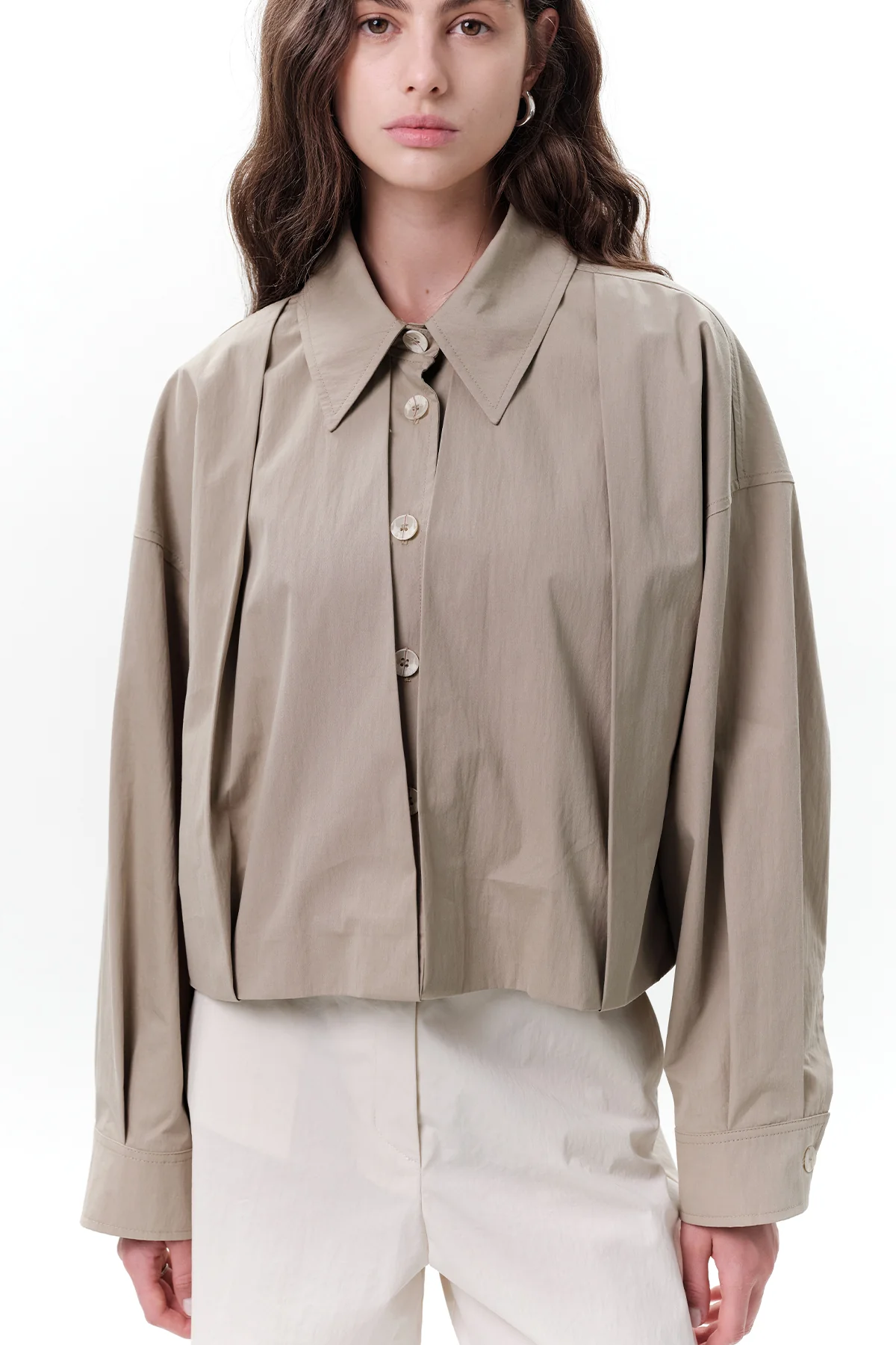 Pleated Short Jacket Green - Image 5