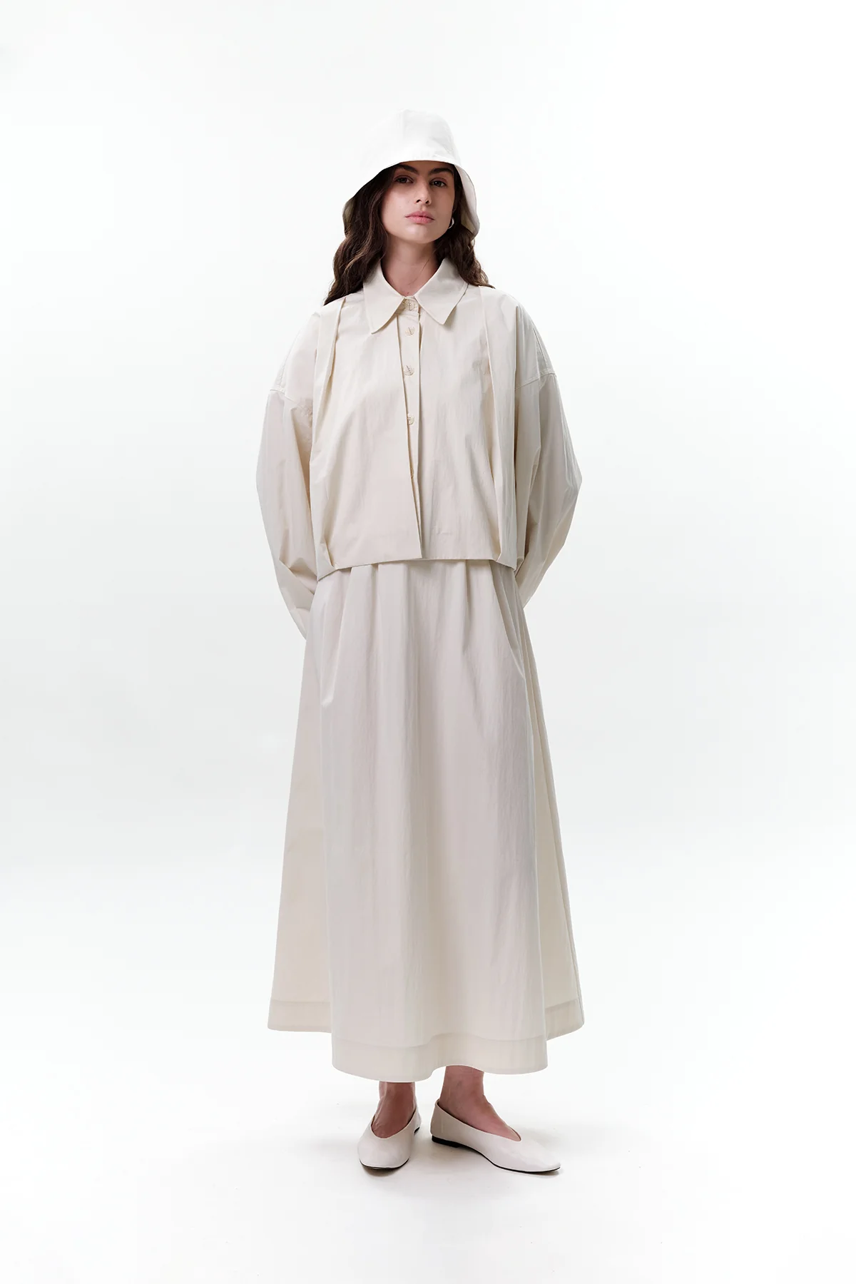 Pleated Short Jacket Stone