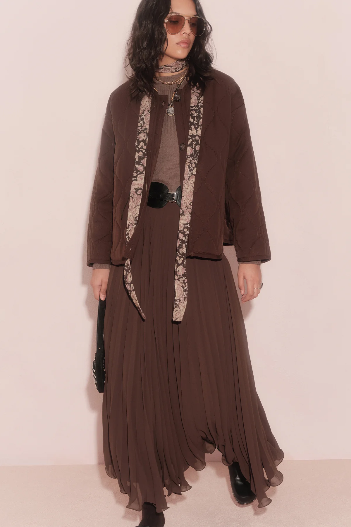Pleated Skirt Brown