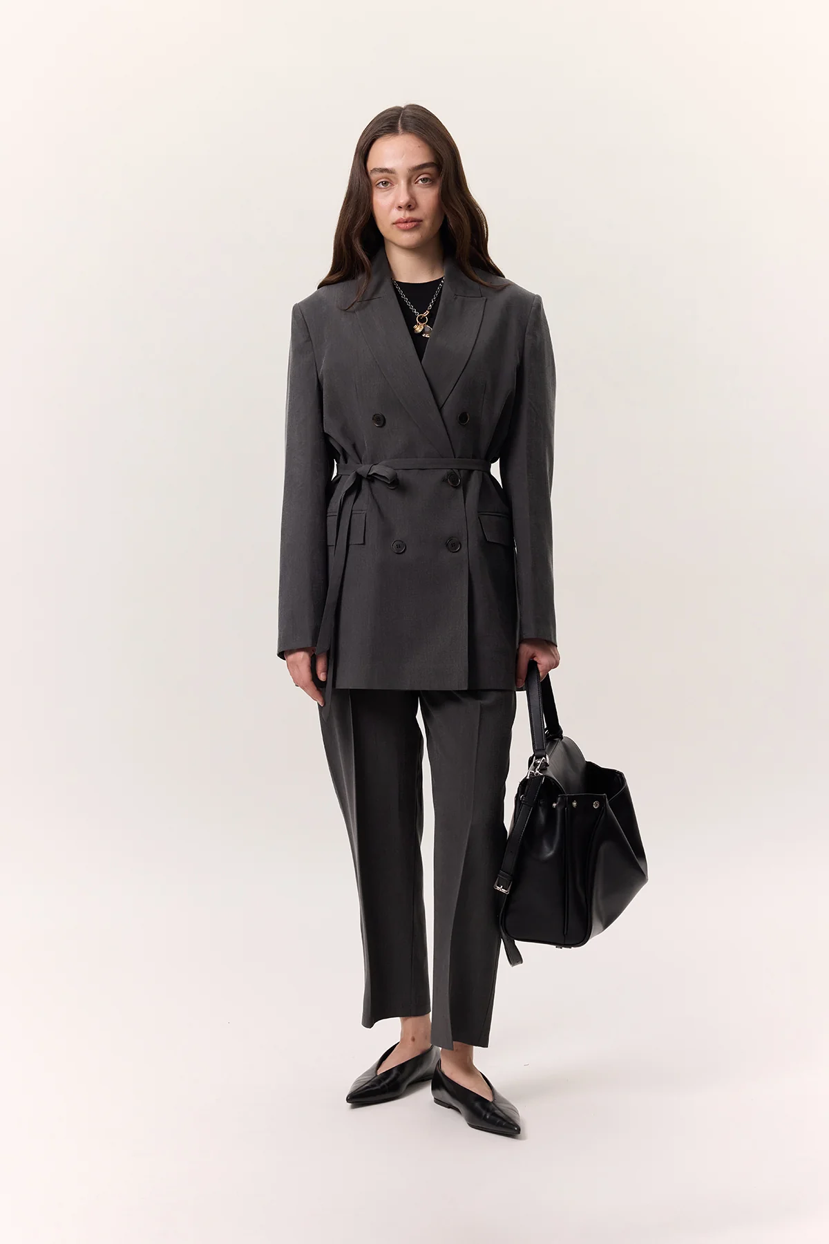 Pleated Tencel Trousers Anthracite