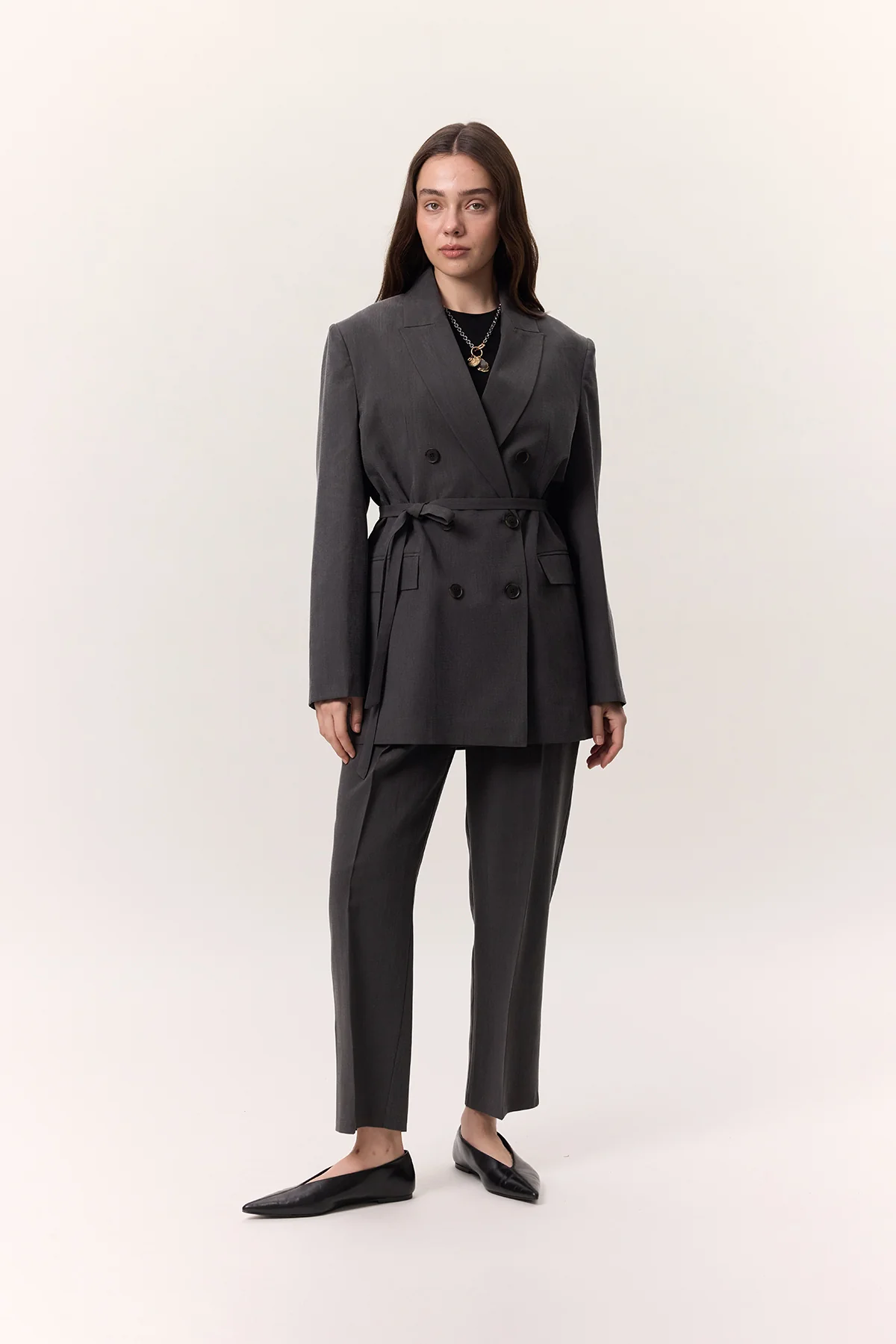 Pleated Tencel Trousers Anthracite - Image 2