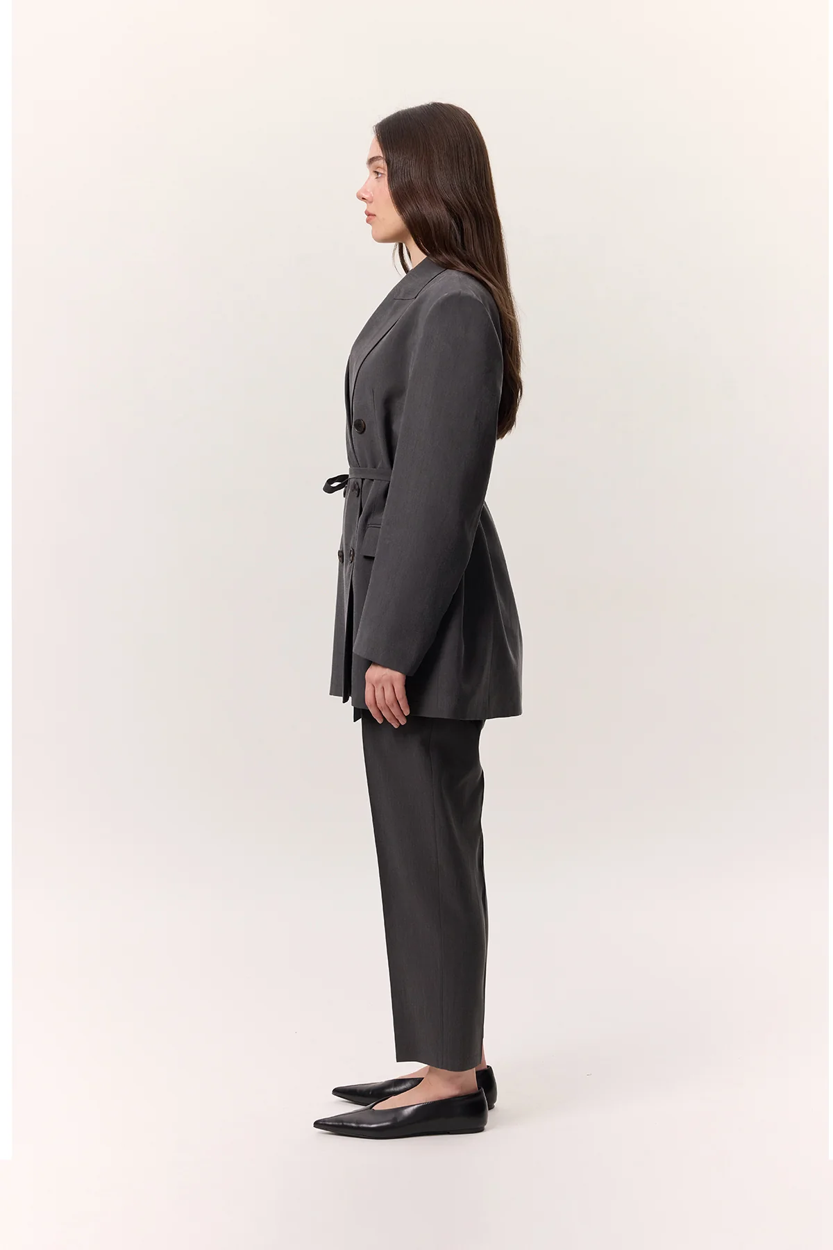 Pleated Tencel Trousers Anthracite - Image 3