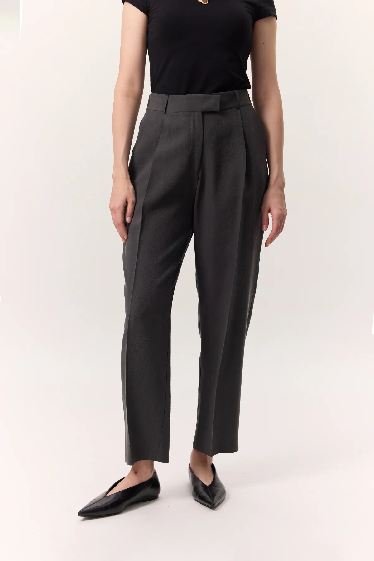 Pleated Tencel Trousers Anthracite - Image 5