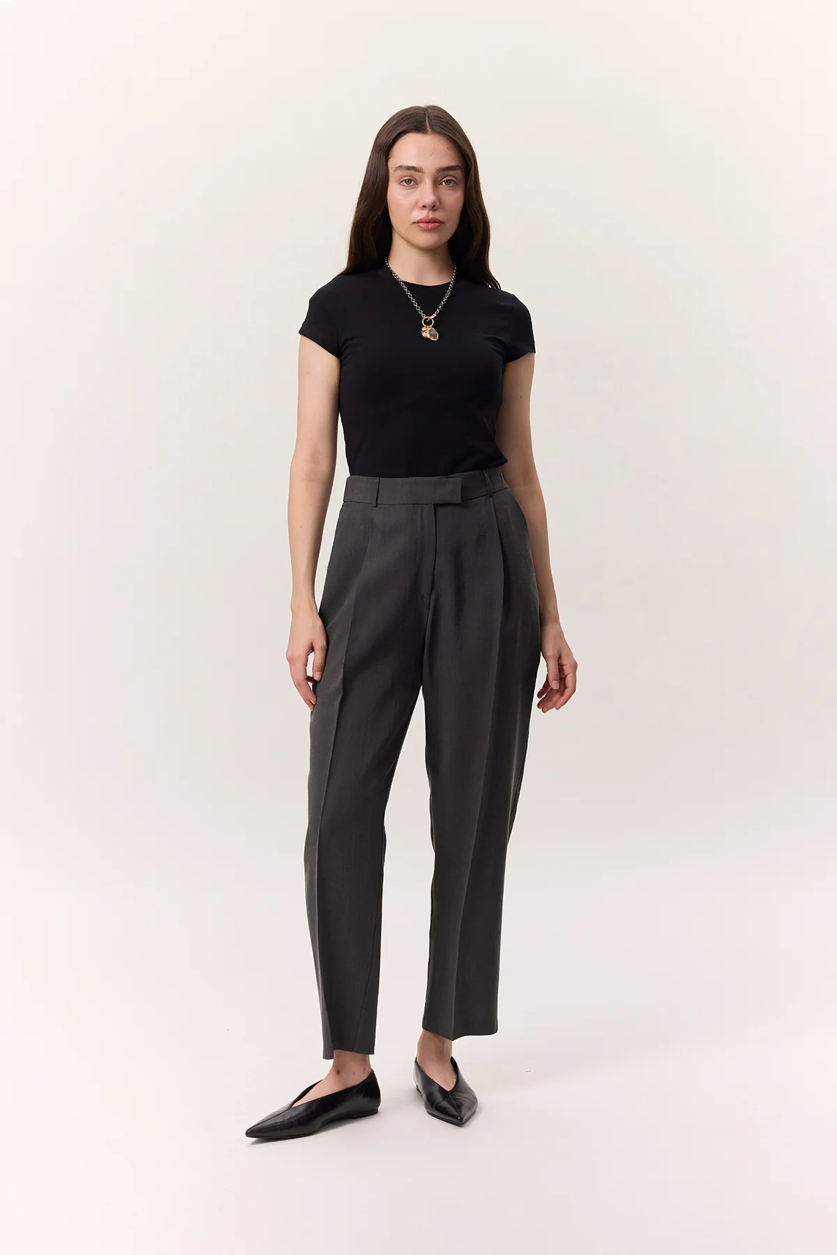 Pleated Tencel Trousers Anthracite - Image 7