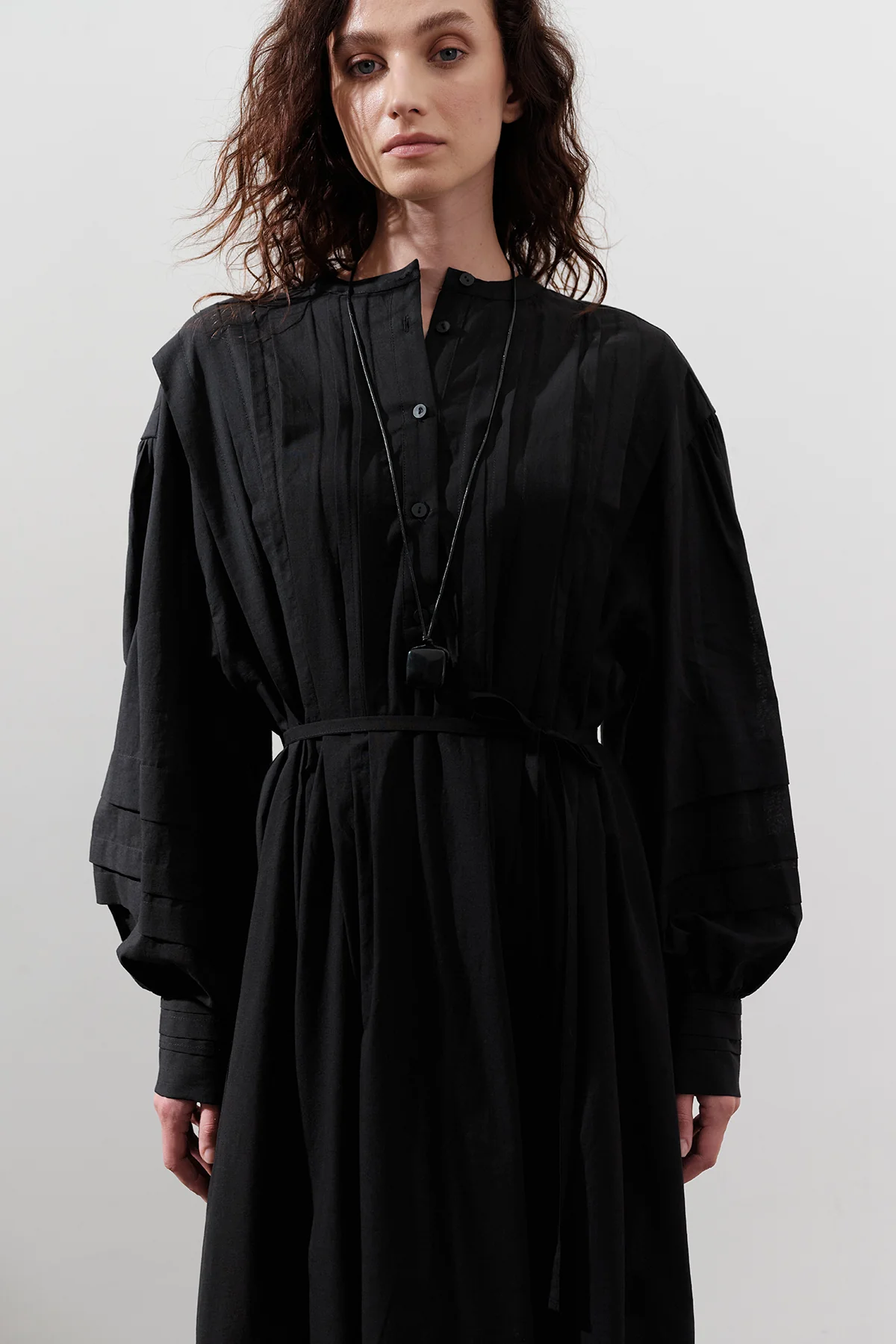 Pleated Volume Dress Black - Image 3
